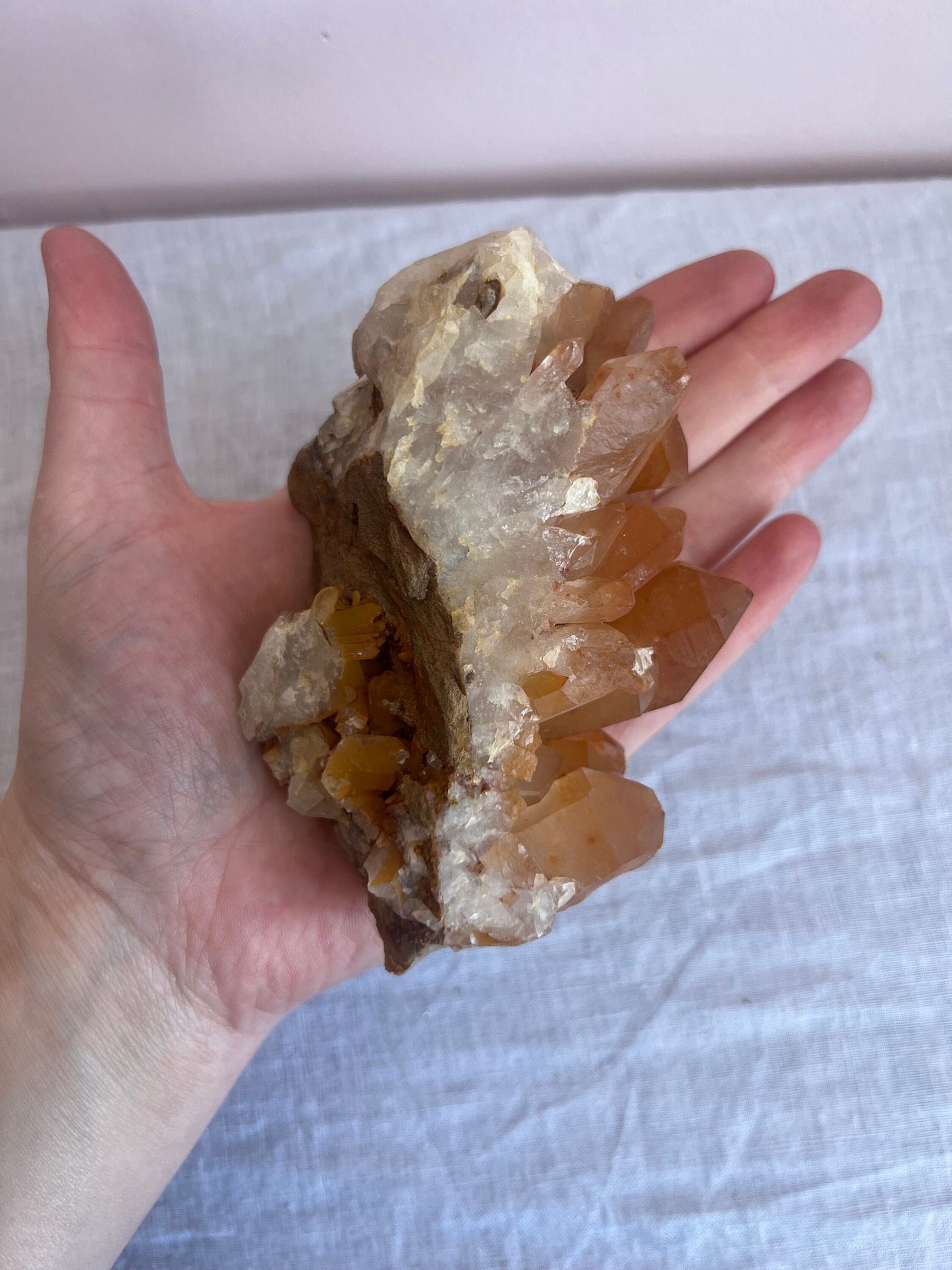 Tangerine Quartz Cluster | Raw Tangerine Quartz Cluster from Brazil