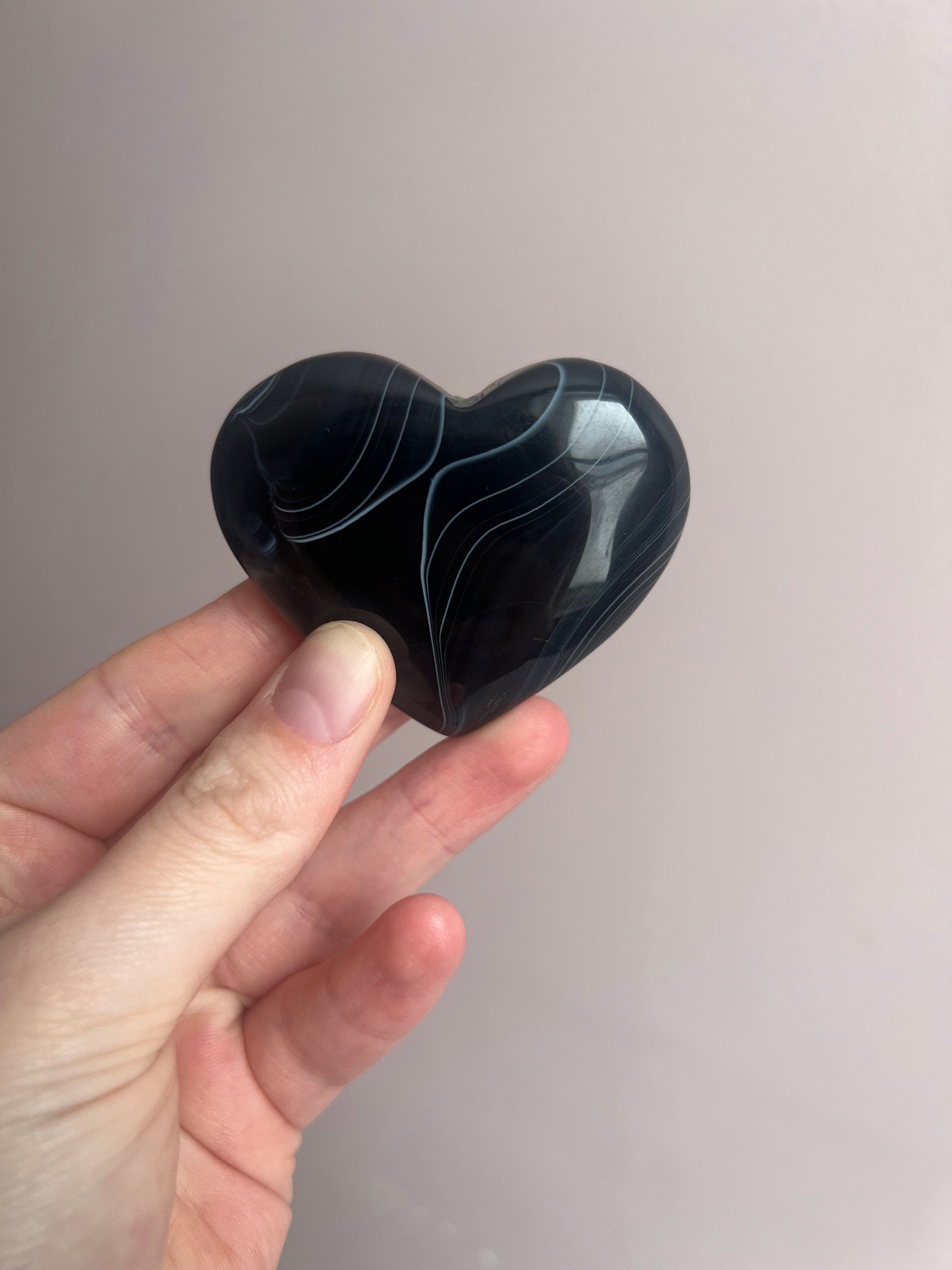 Black Onyx Heart Carving