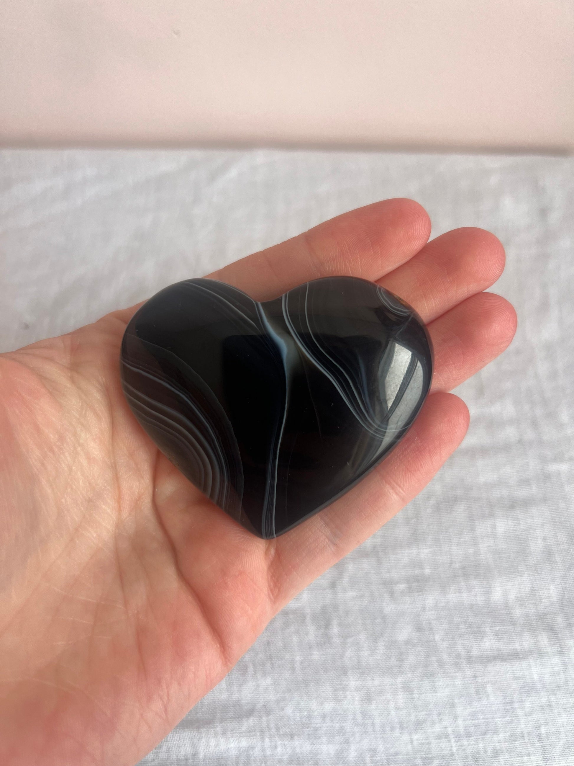 Black Onyx Heart Carving