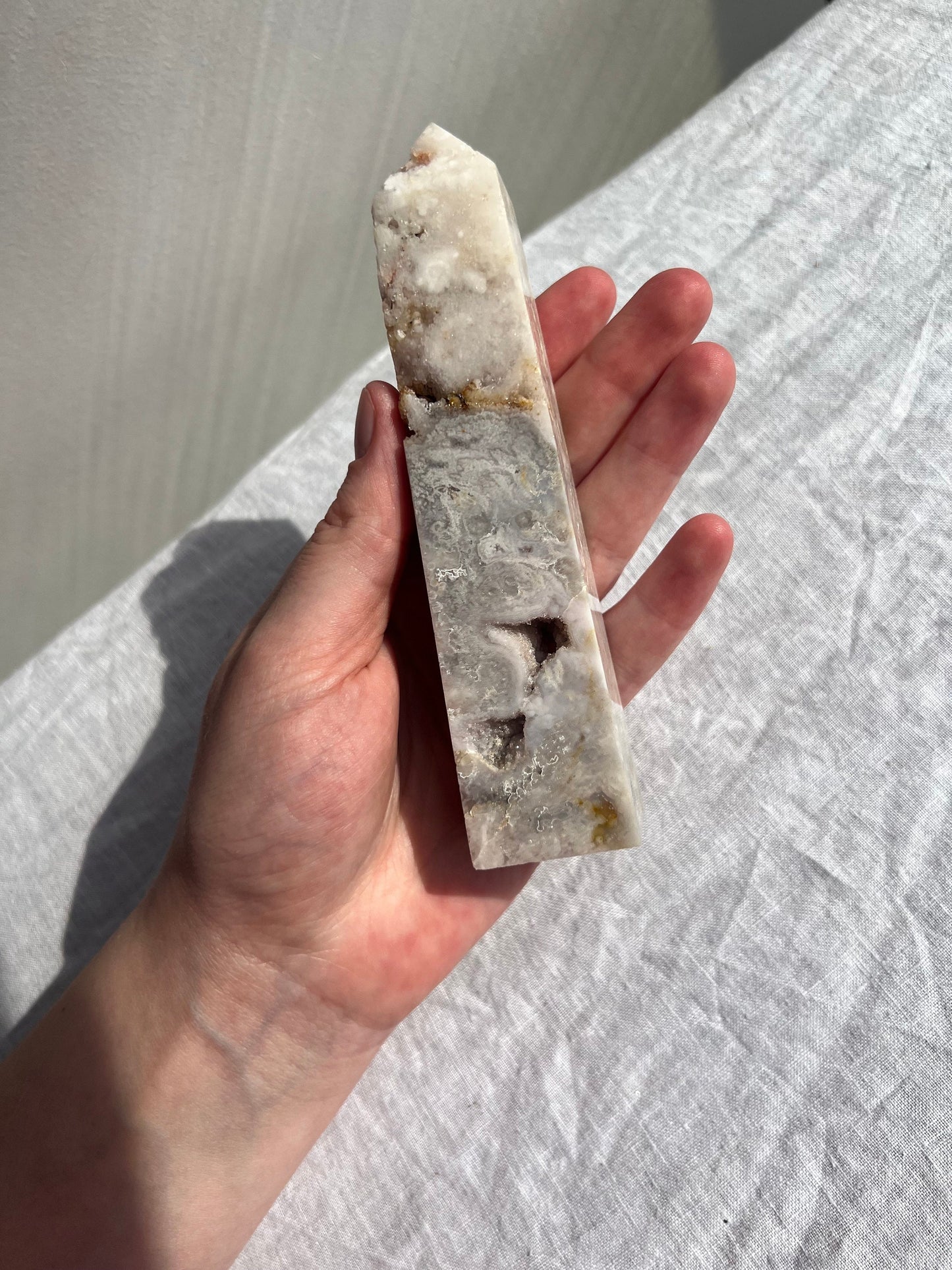 Gorgeous Pink Amethyst with Flower Agate Tower Druzy Pink Flower Amethyst Obelisk 6”