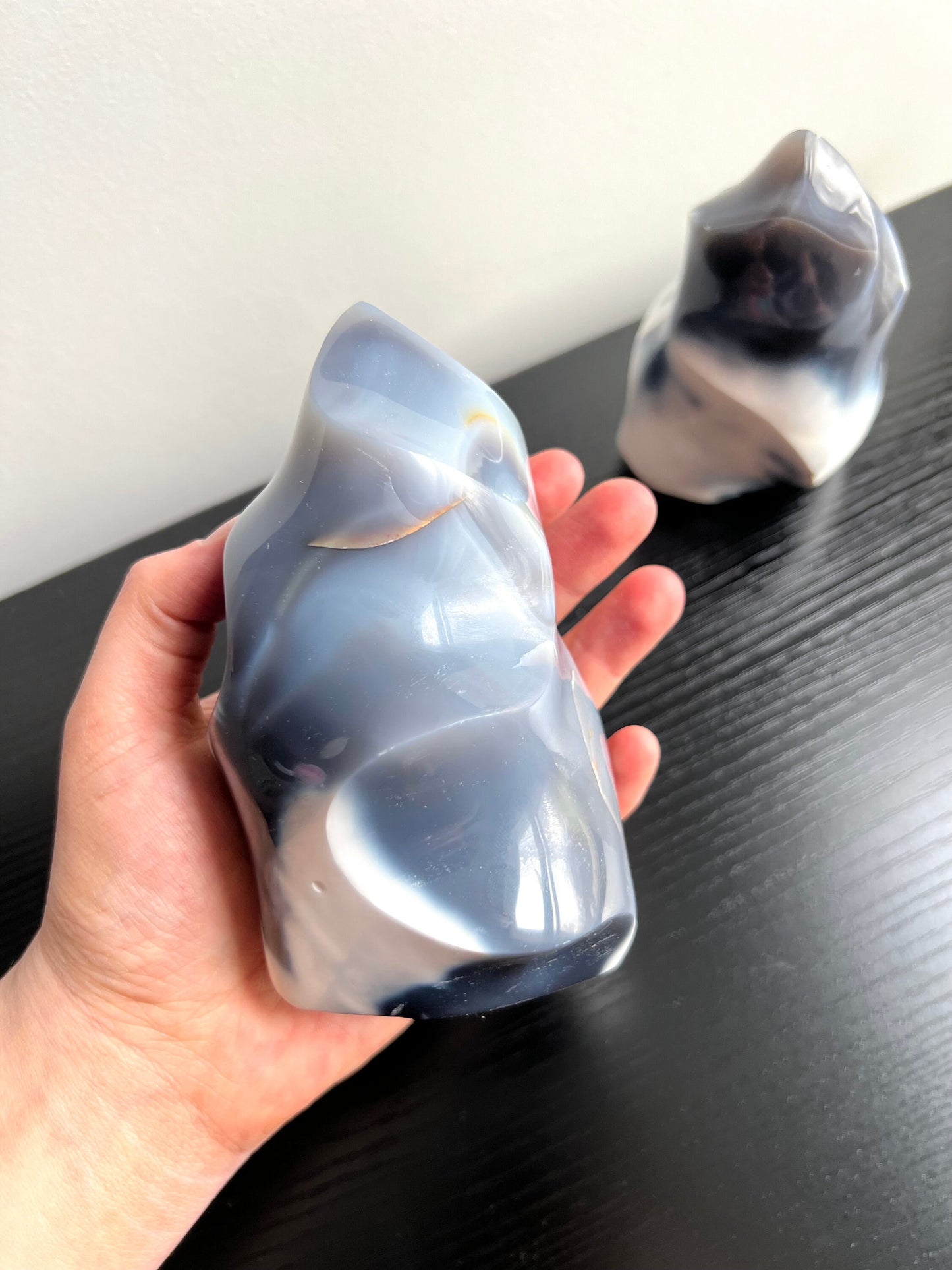 Stunning Orca Agate Flame | Blue Chalcedony Agate aka Orca Stone Flame Carving