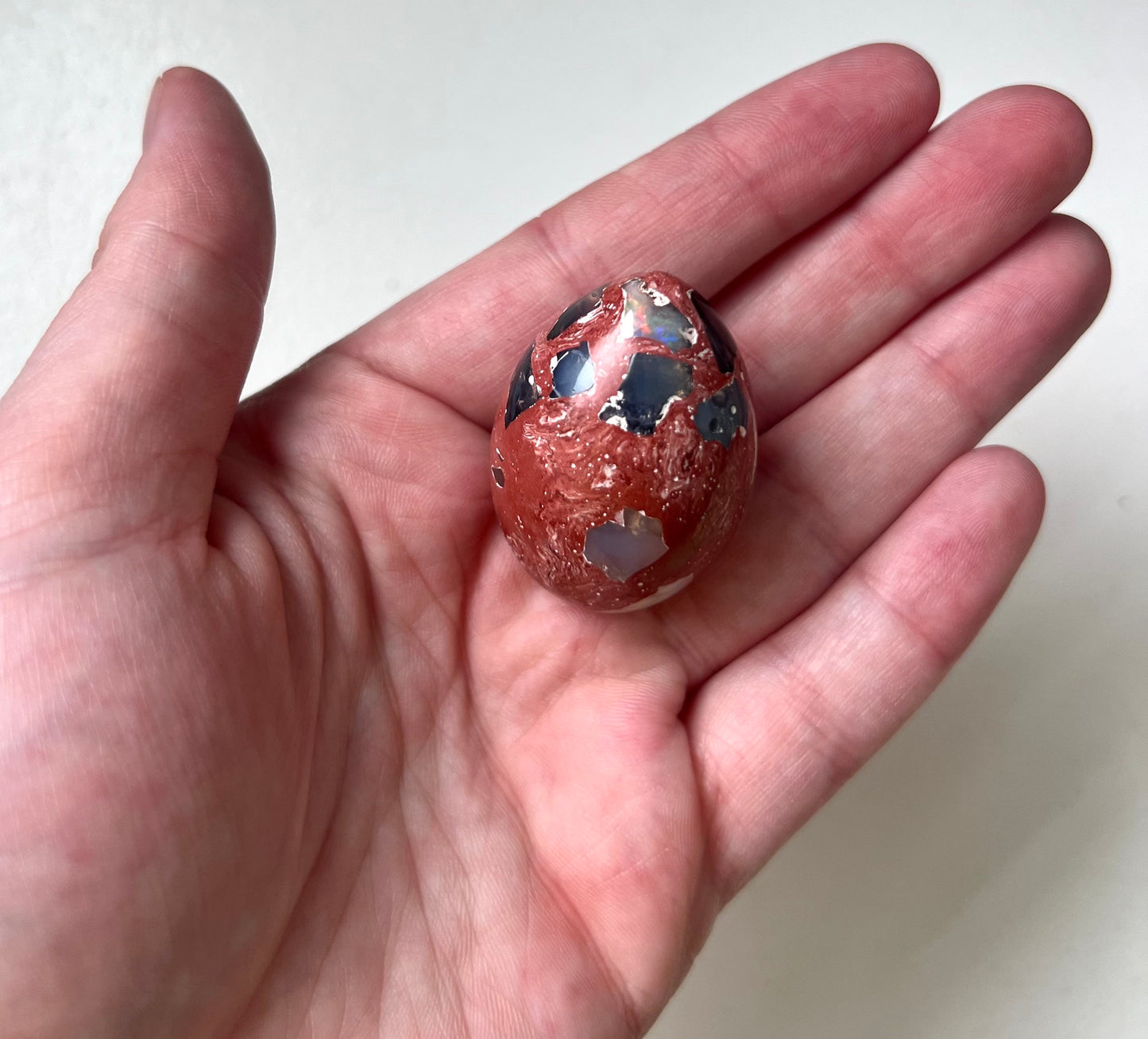 Beautiful Cantera Opal Egg Carving from Mexico