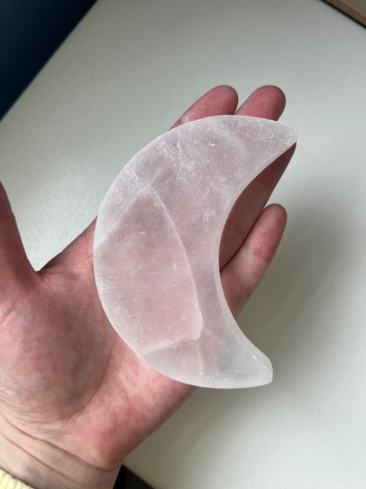 Selenite Crescent Moon Flat Carving Slab