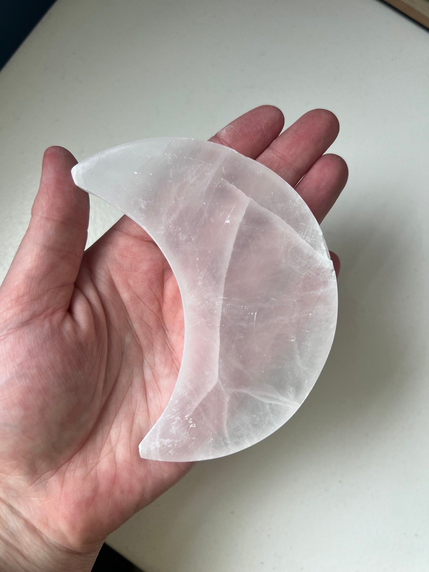 Selenite Crescent Moon Flat Carving Slab