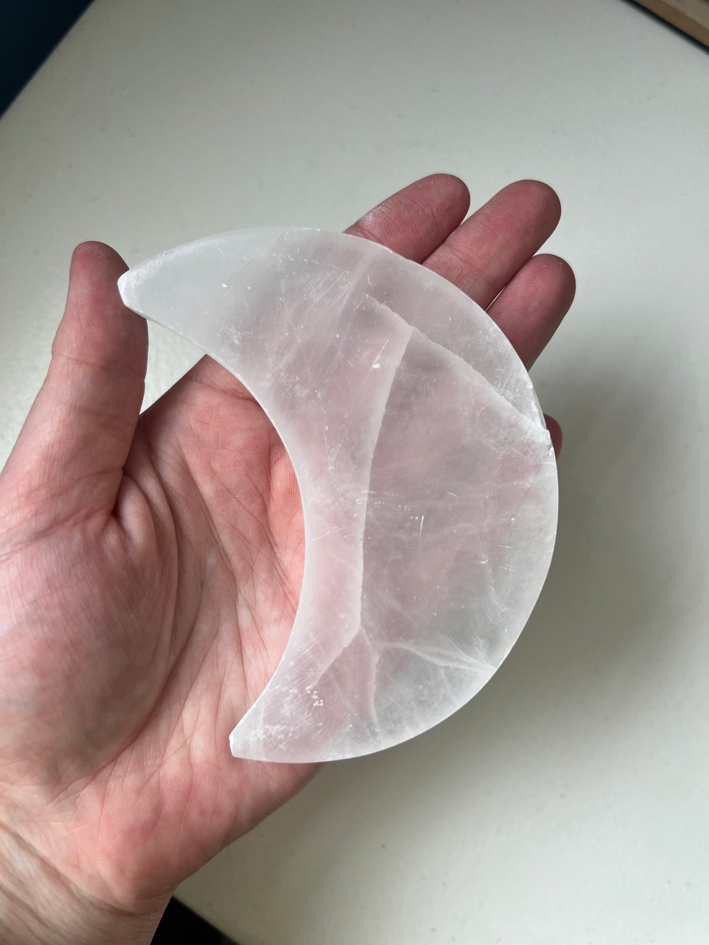 Selenite Crescent Moon Flat Carving Slab