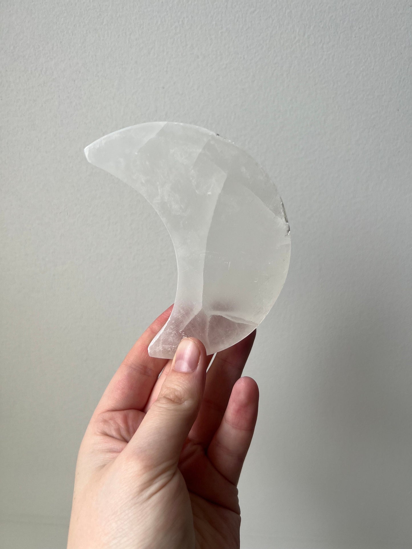 Selenite Crescent Moon Flat Carving Slab