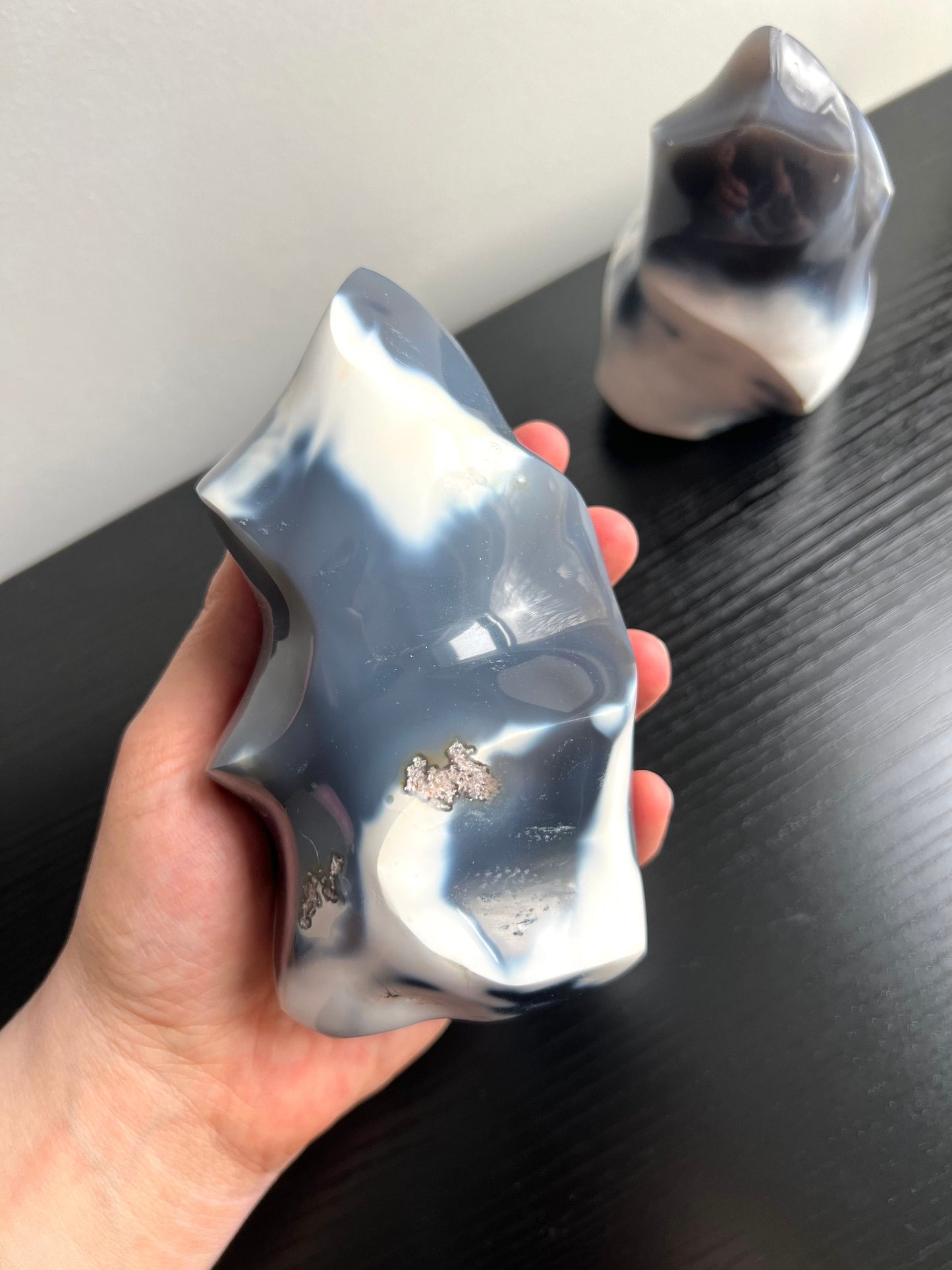Stunning Orca Agate Flame | Blue Chalcedony Agate aka Orca Stone Flame Carving