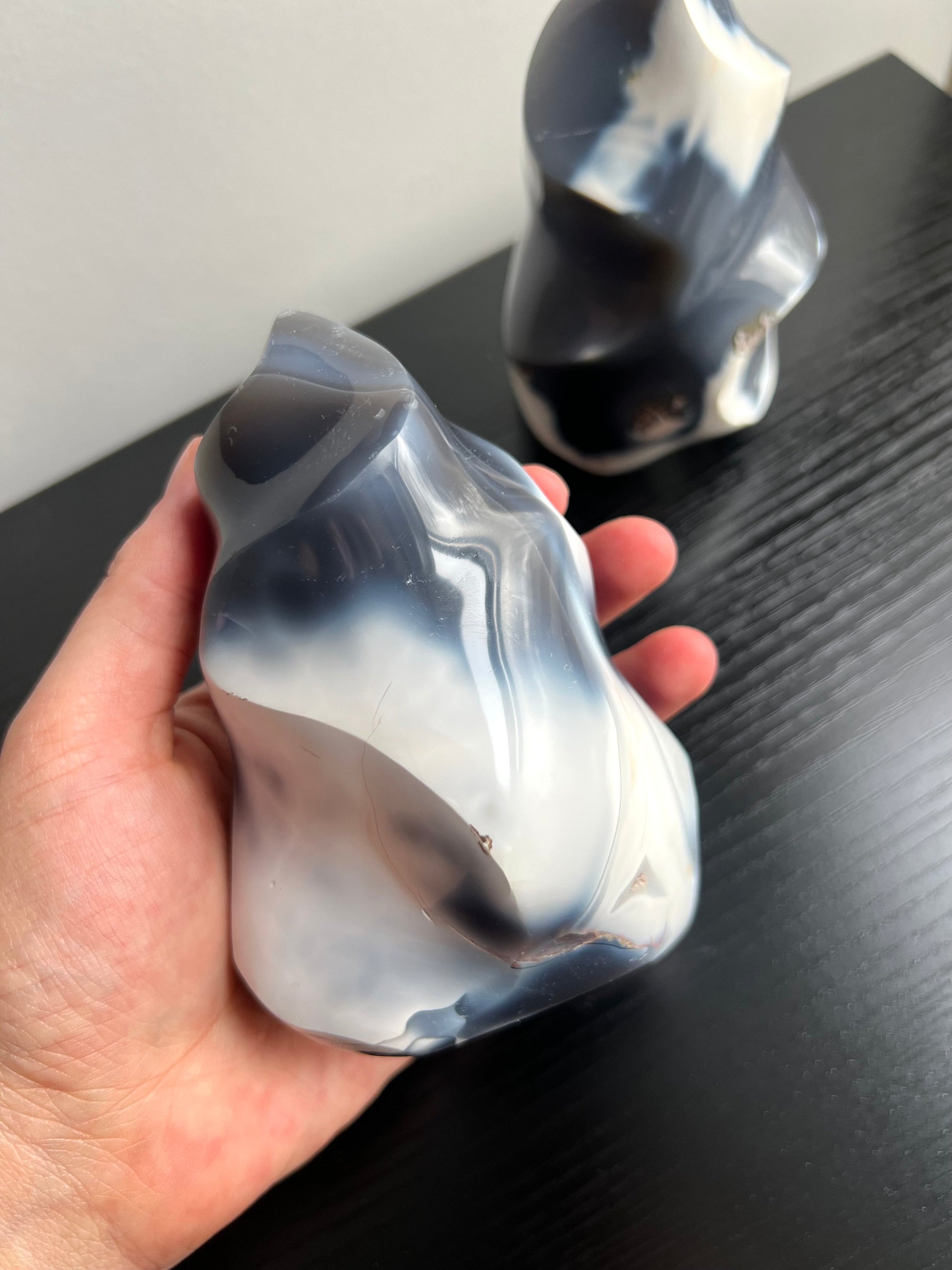Stunning Orca Agate Flame | Blue Chalcedony Agate aka Orca Stone Flame Carving
