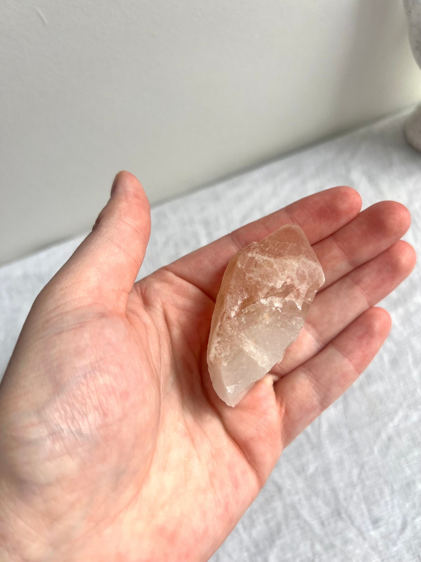 Double Pointed Raw Pink Scarlett Temple Lemurian Point from Brazil | Twin Point