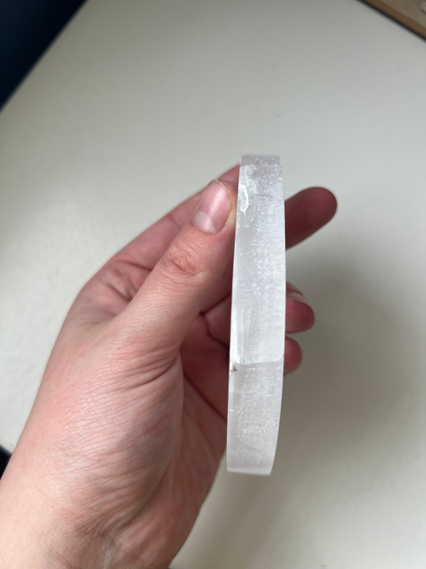 Selenite Crescent Moon Flat Carving Slab