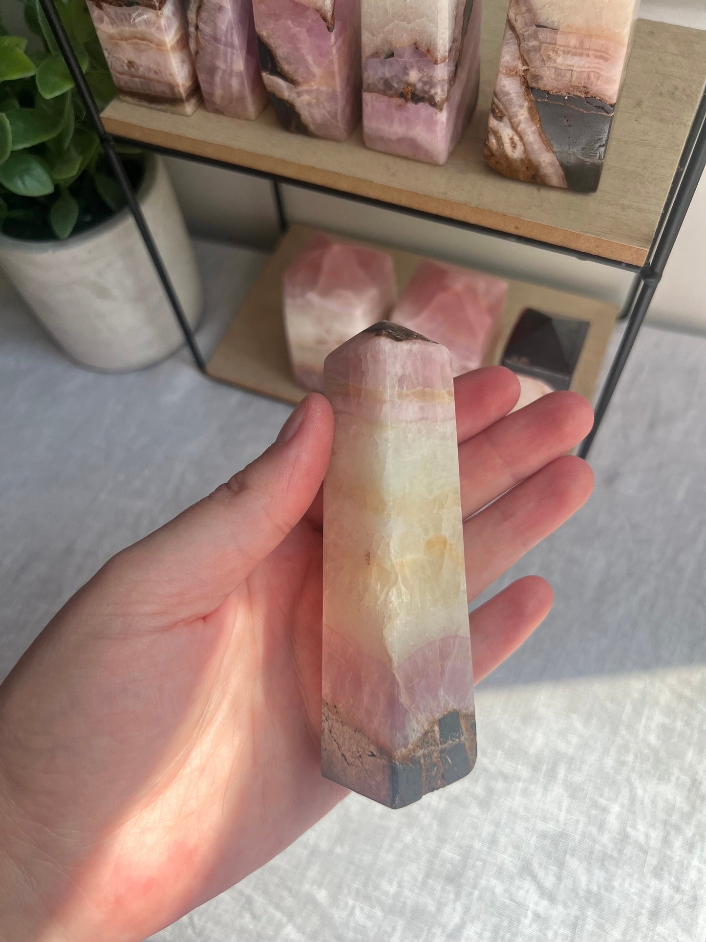 Gorgeous Pink Aragonite Tower | Banded Pink Aragonite Obelisk