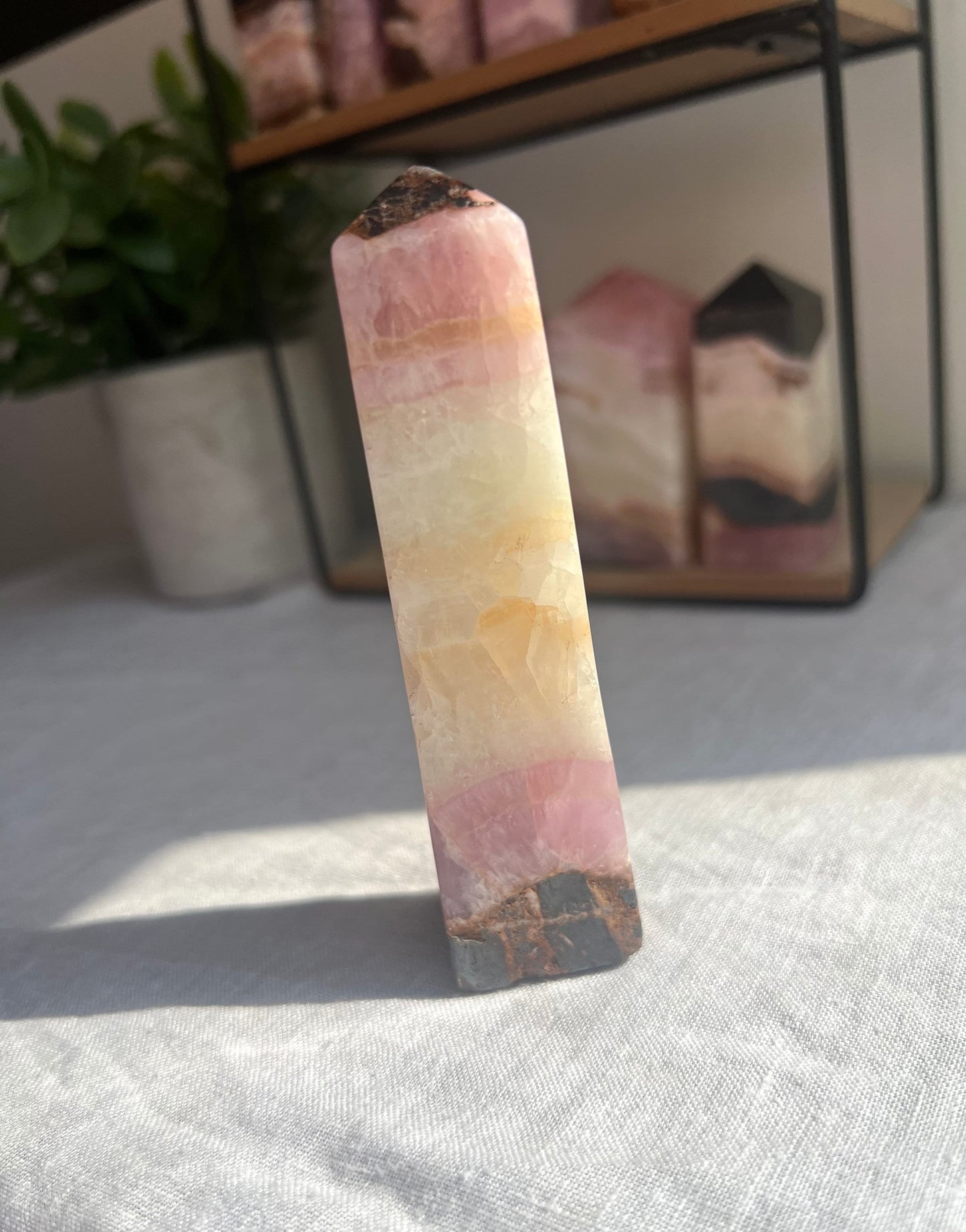 Gorgeous Pink Aragonite Tower | Banded Pink Aragonite Obelisk