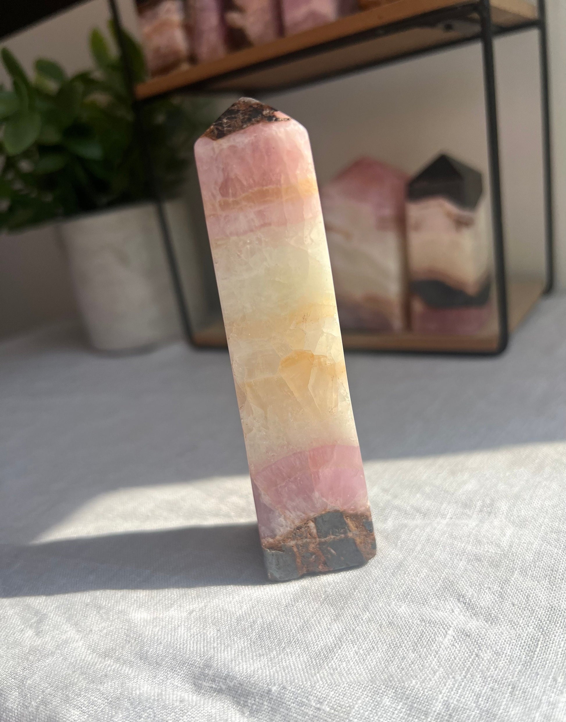 Gorgeous Pink Aragonite Tower | Banded Pink Aragonite Obelisk
