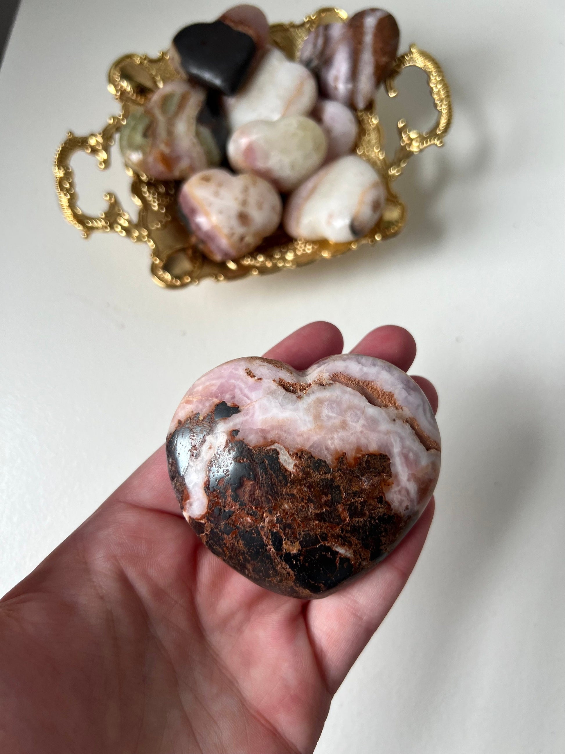 Beautiful Large Pink Aragonite Puffy Heart from Pakistan | Pink Aragonite Heart Carving