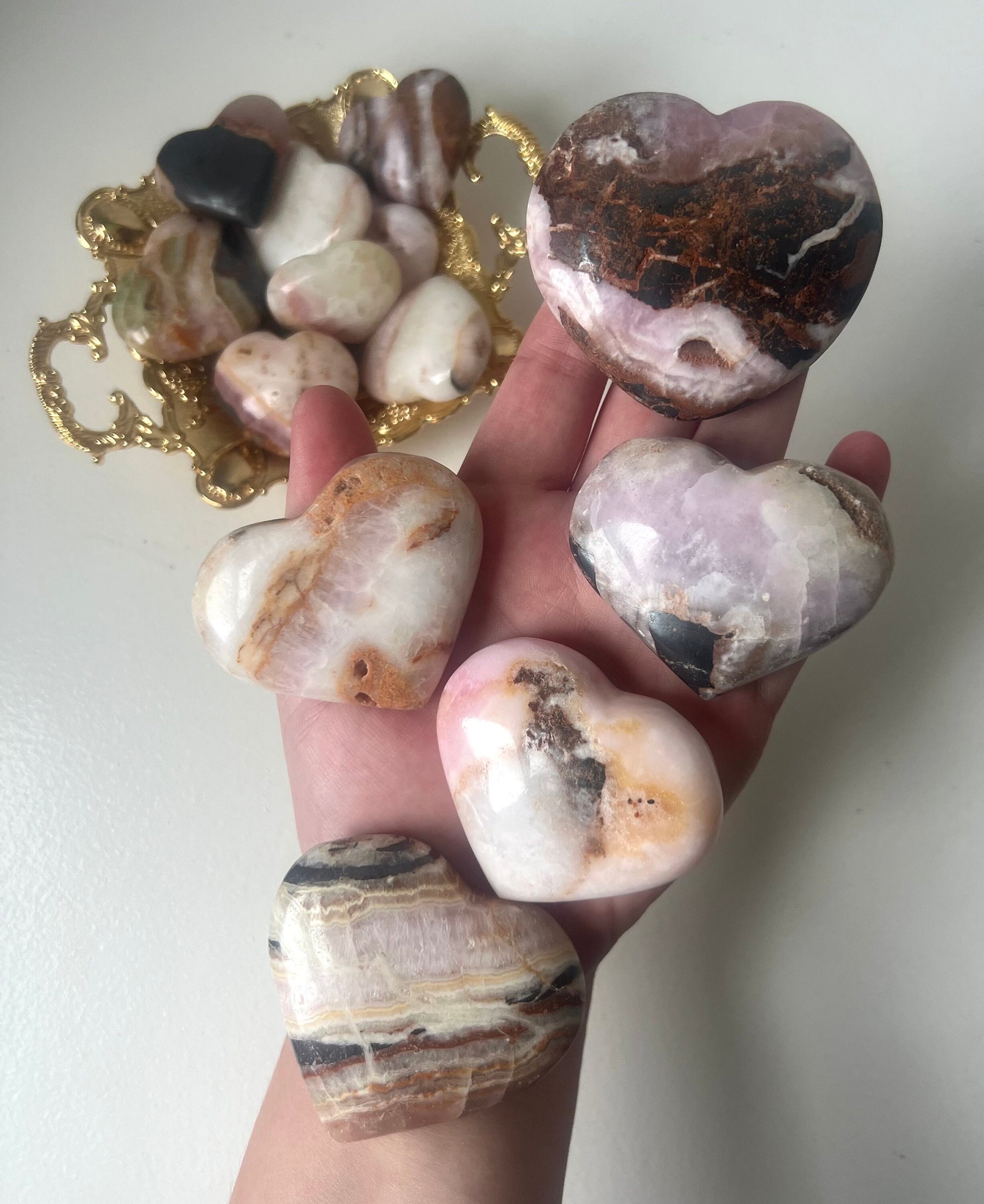 Beautiful Pink Aragonite Puffy Heart from Pakistan | Pink Aragonite Heart Carving