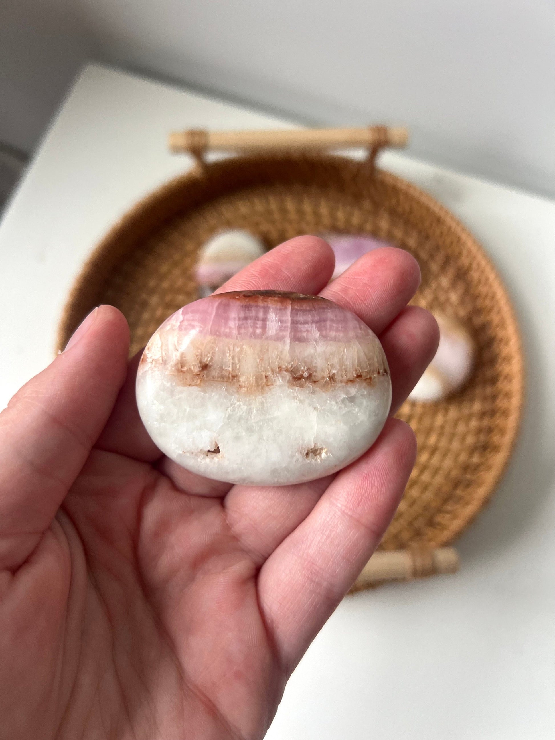 Beautiful Pink Aragonite Palm Stone From Pakistan