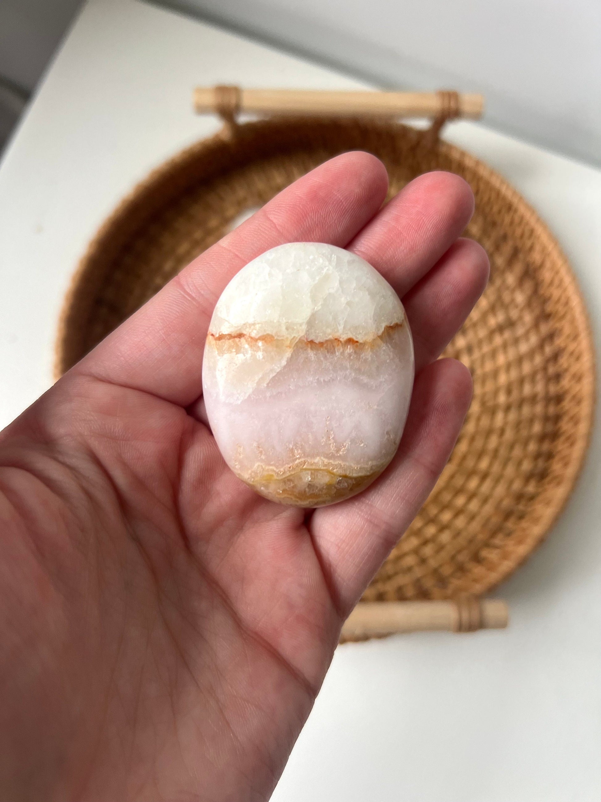 Beautiful Pink Aragonite Palm Stone From Pakistan