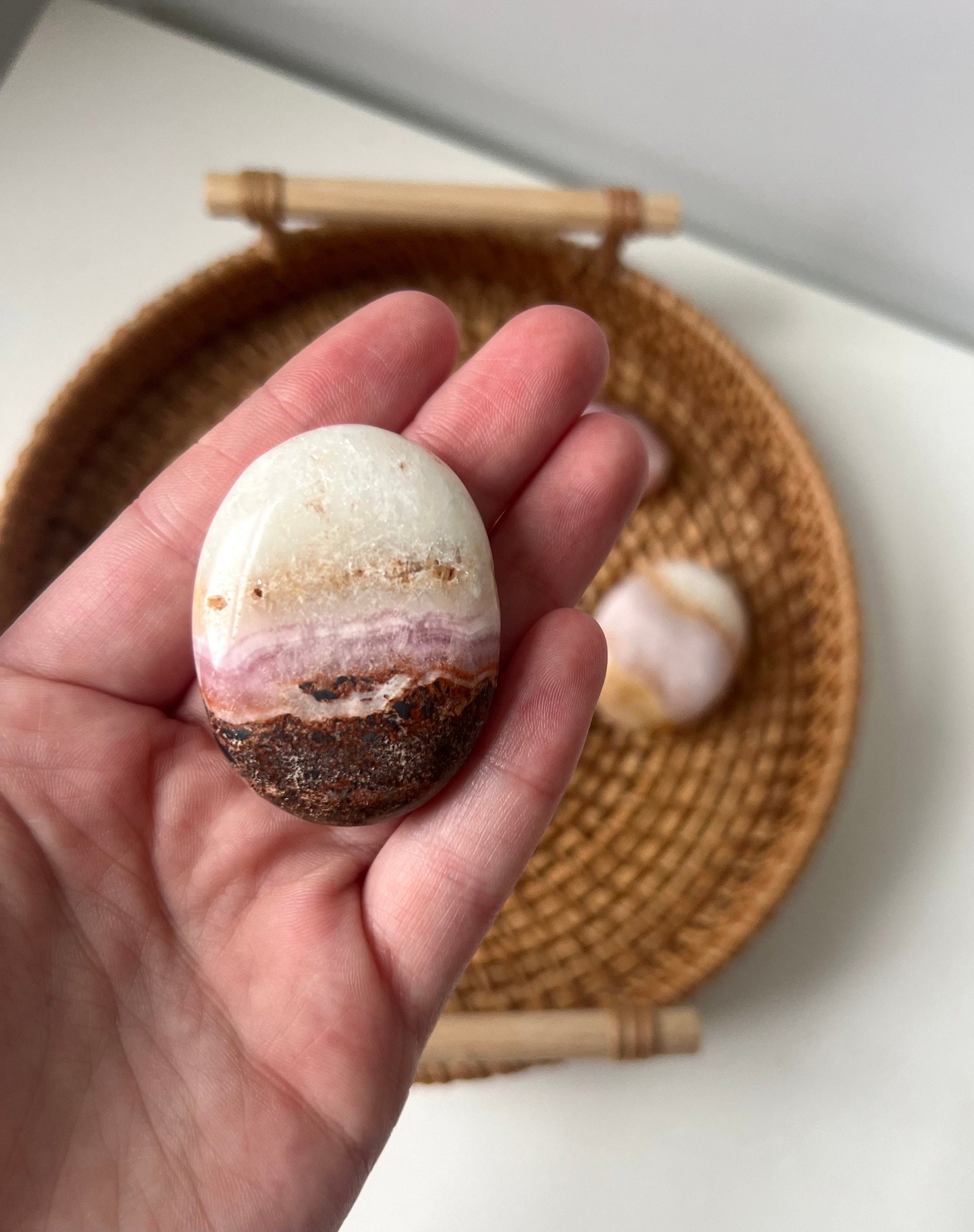 Beautiful Pink Aragonite Palm Stone From Pakistan