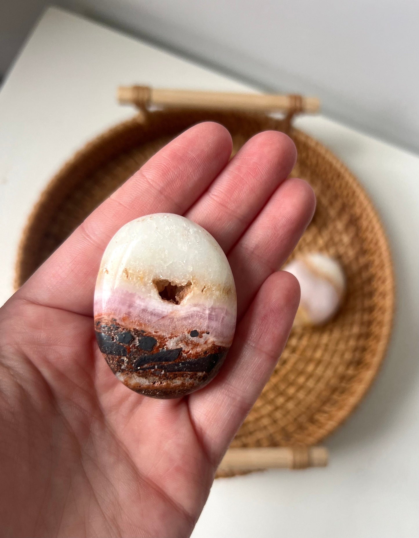 Beautiful Pink Aragonite Palm Stone From Pakistan