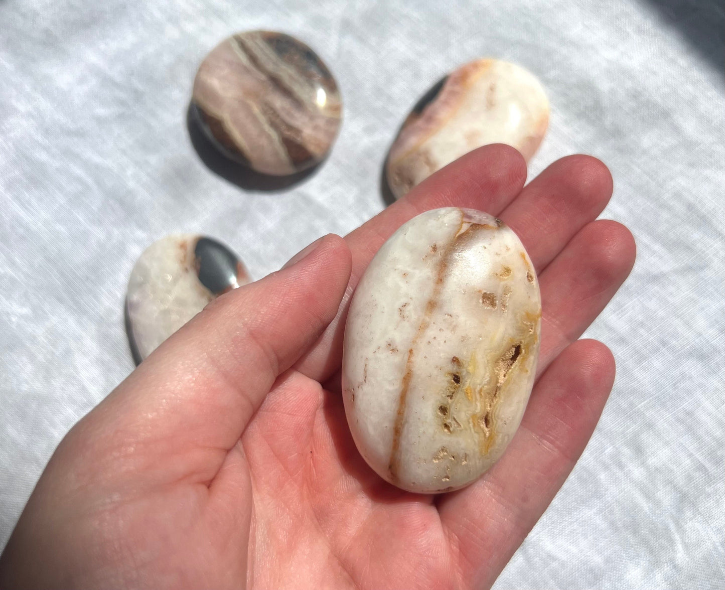 Beautiful Pink Aragonite Palm Stone From Pakistan