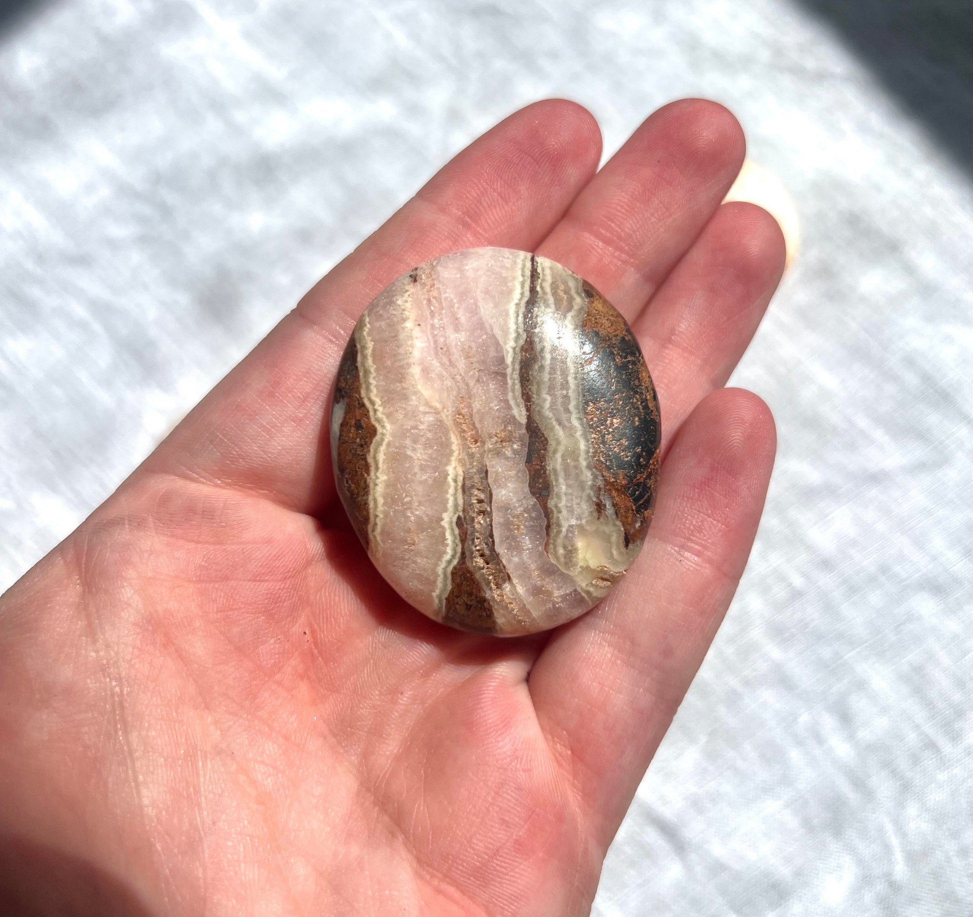 Beautiful Pink Aragonite Palm Stone From Pakistan