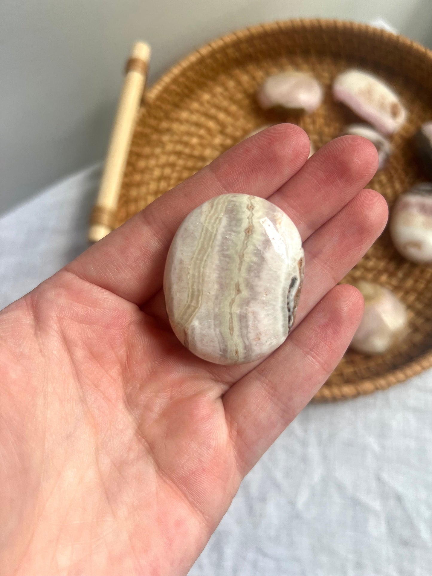 Beautiful Small Pink Aragonite Palm Stone From Pakistan