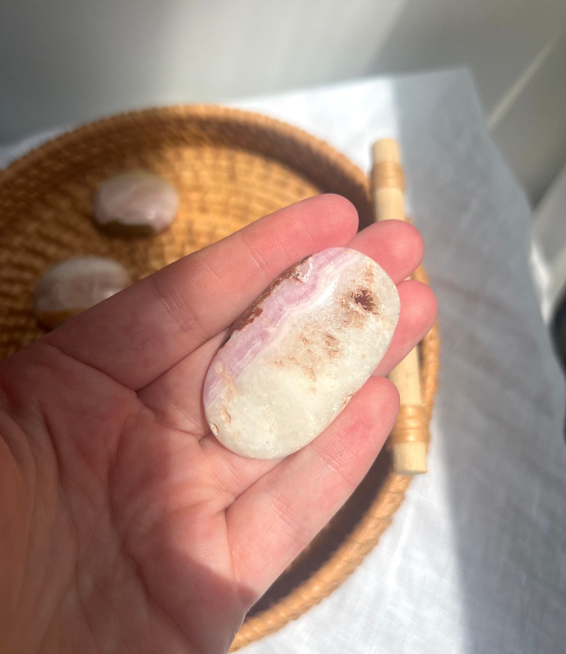 Beautiful Small Pink Aragonite Palm Stone From Pakistan
