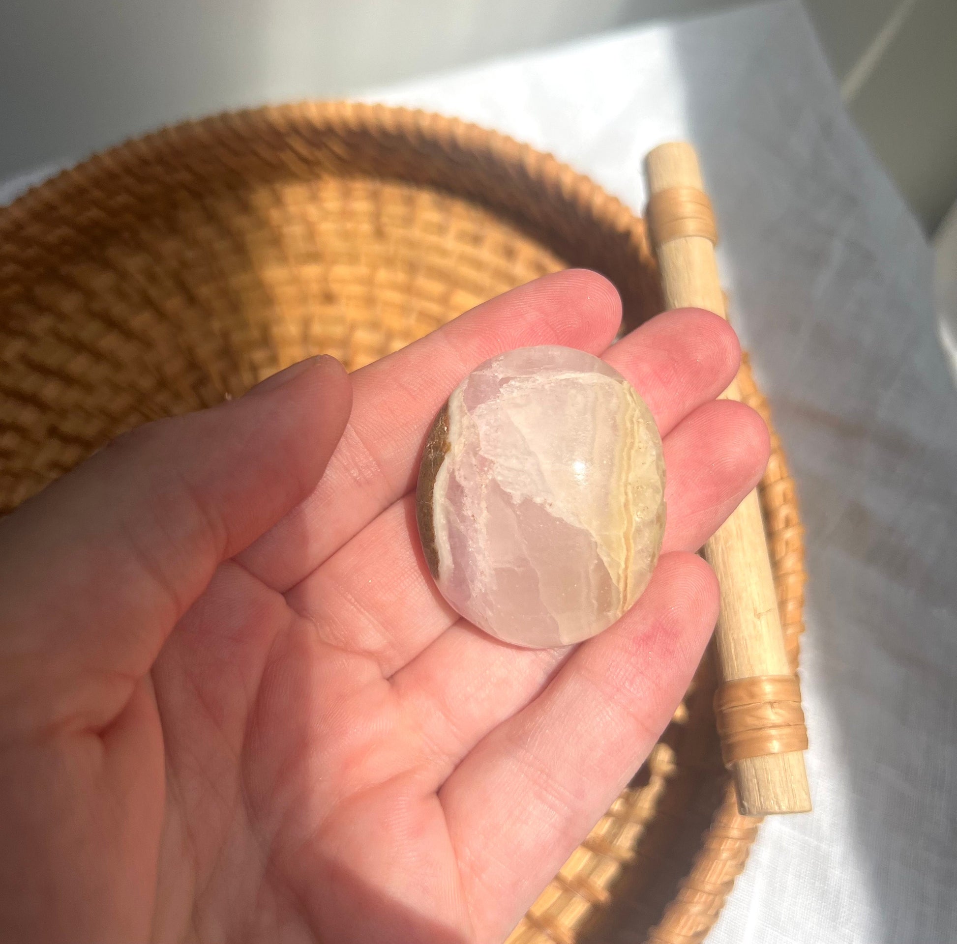 Beautiful Small Pink Aragonite Palm Stone From Pakistan
