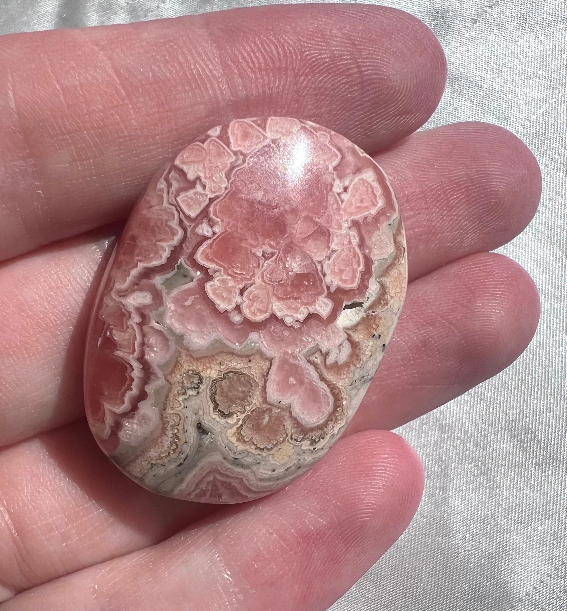 Rhodochrosite Palm Stone with Gorgeous Banding