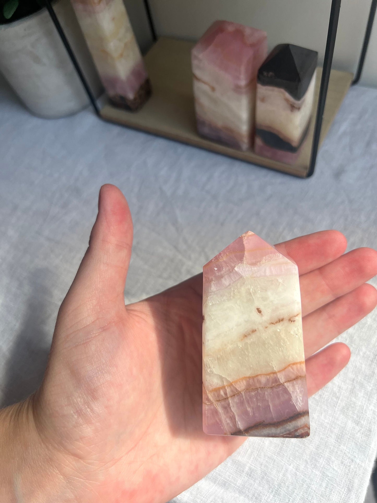 Gorgeous Pink Aragonite Tower | Banded Pink Aragonite Obelisk from Pakistan
