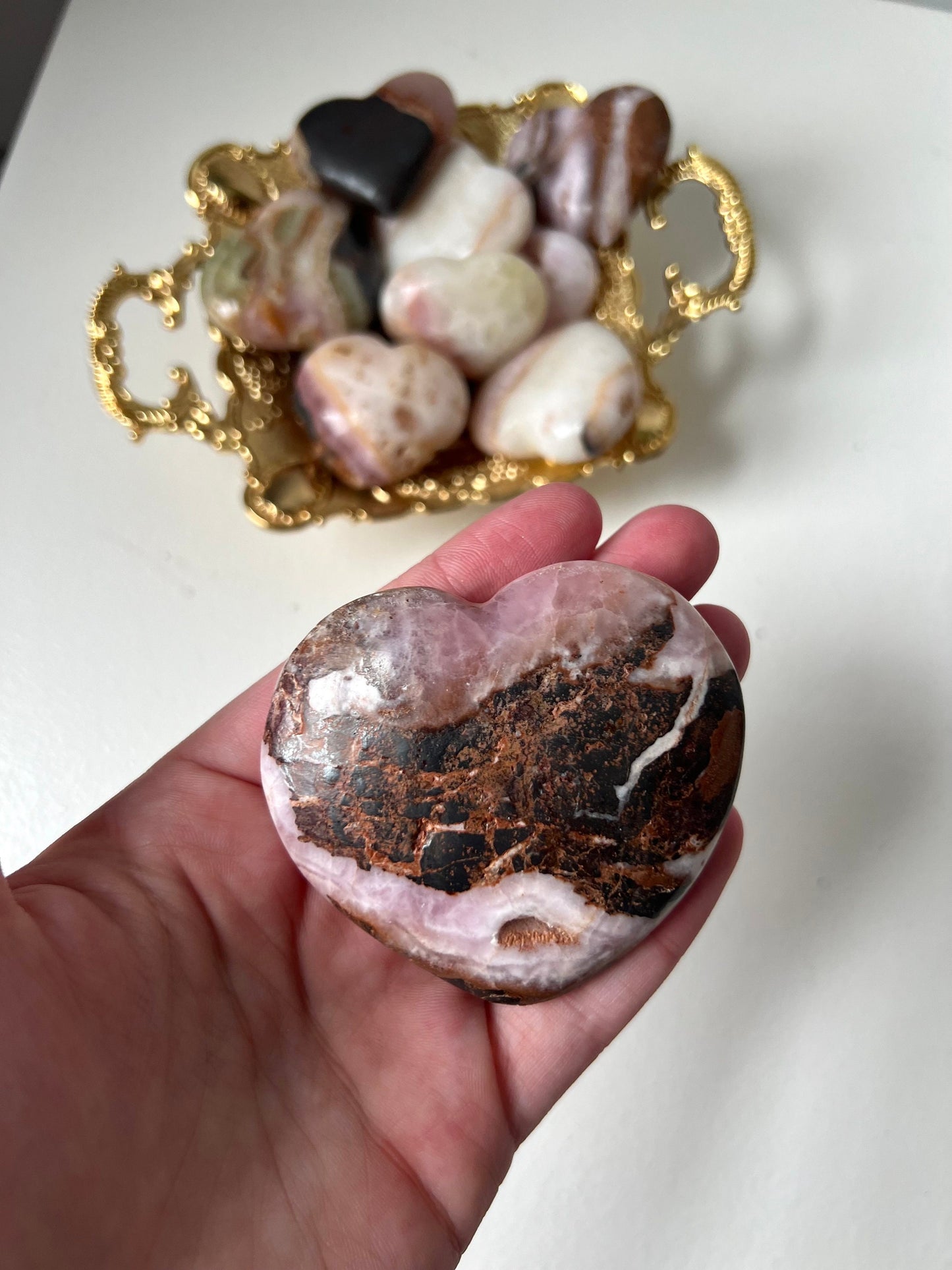 Beautiful Large Pink Aragonite Puffy Heart from Pakistan | Pink Aragonite Heart Carving