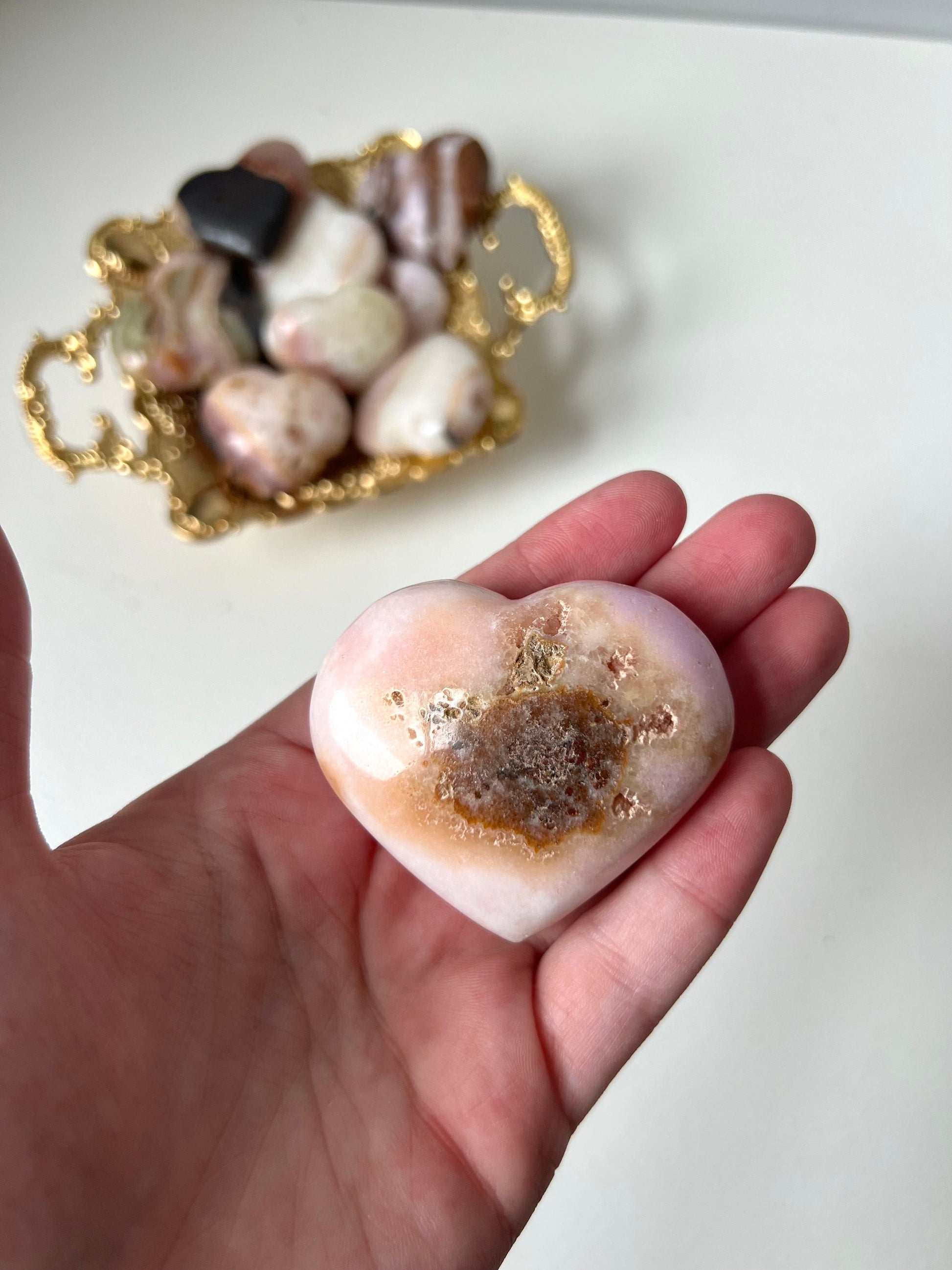 Beautiful Pink Aragonite Puffy Heart from Pakistan | Pink Aragonite Heart Carving