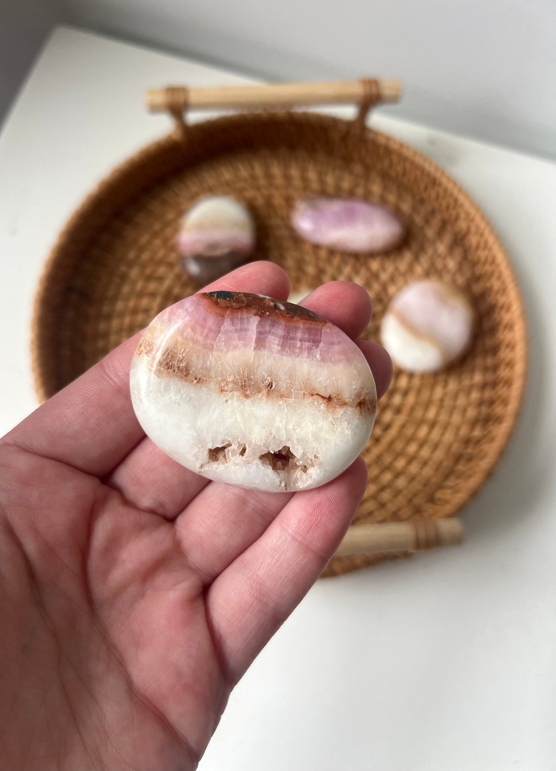 Beautiful Pink Aragonite Palm Stone From Pakistan