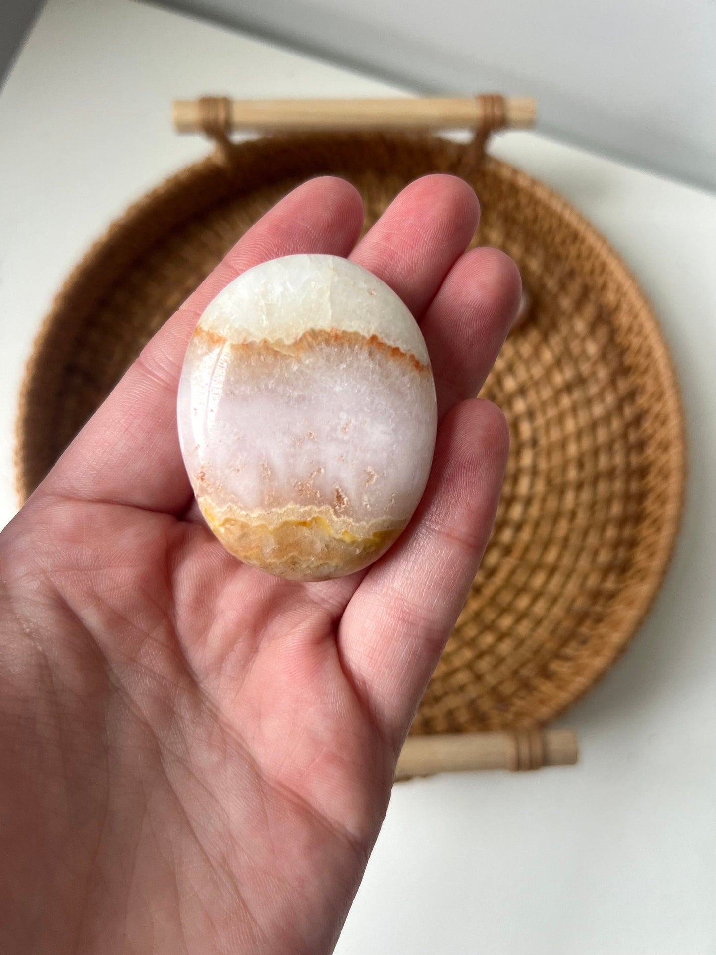 Beautiful Pink Aragonite Palm Stone From Pakistan