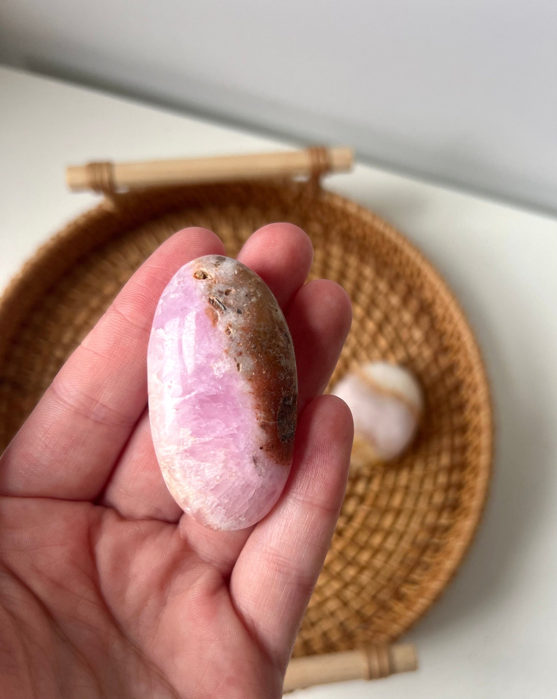 Beautiful Pink Aragonite Palm Stone From Pakistan