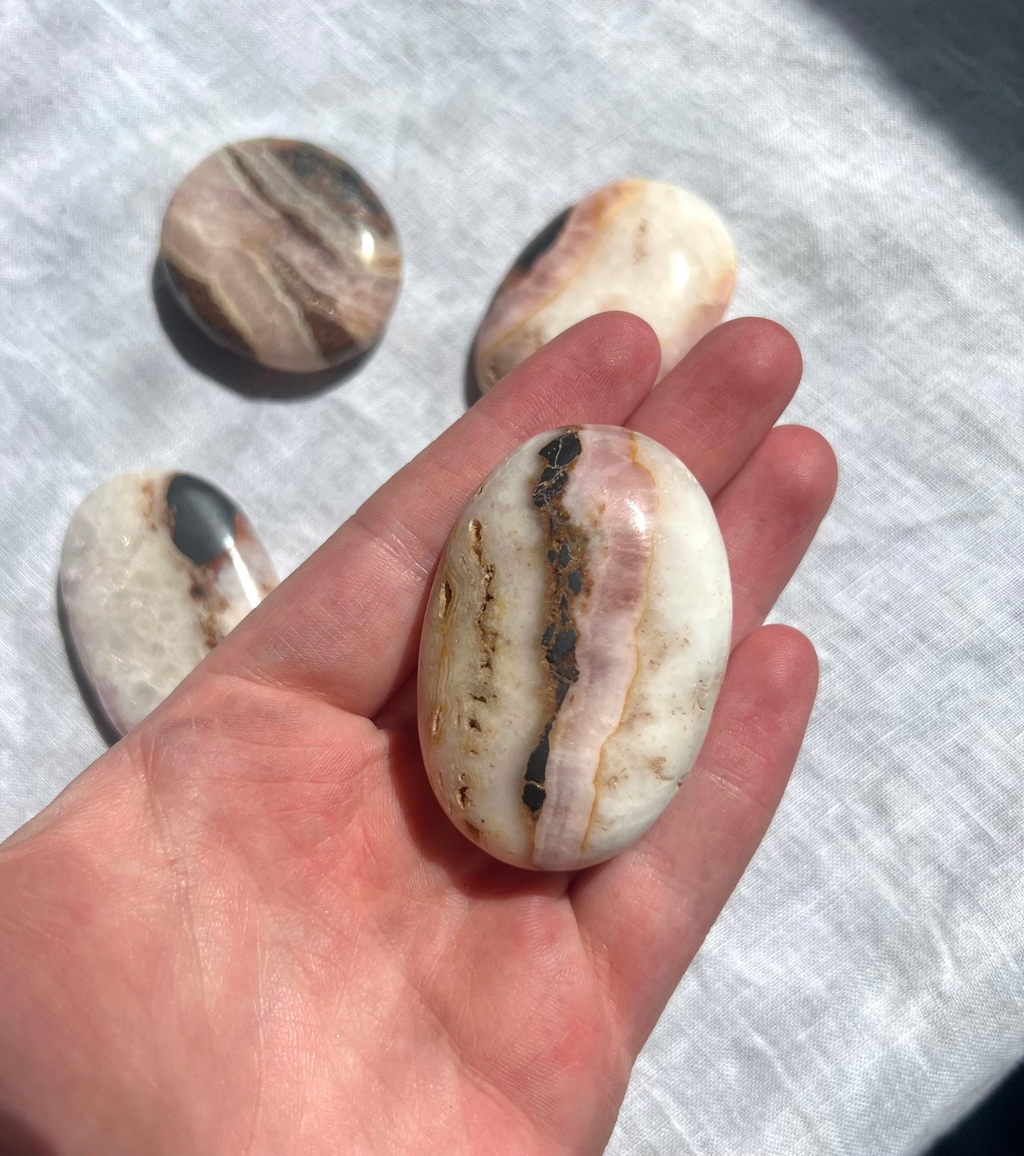 Beautiful Pink Aragonite Palm Stone From Pakistan