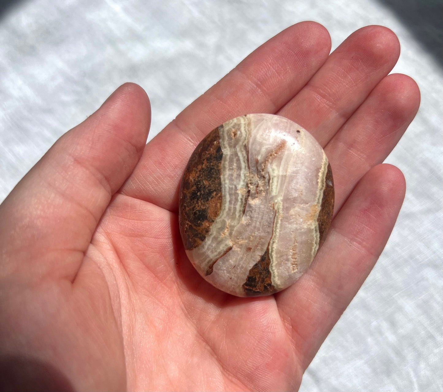 Beautiful Pink Aragonite Palm Stone From Pakistan