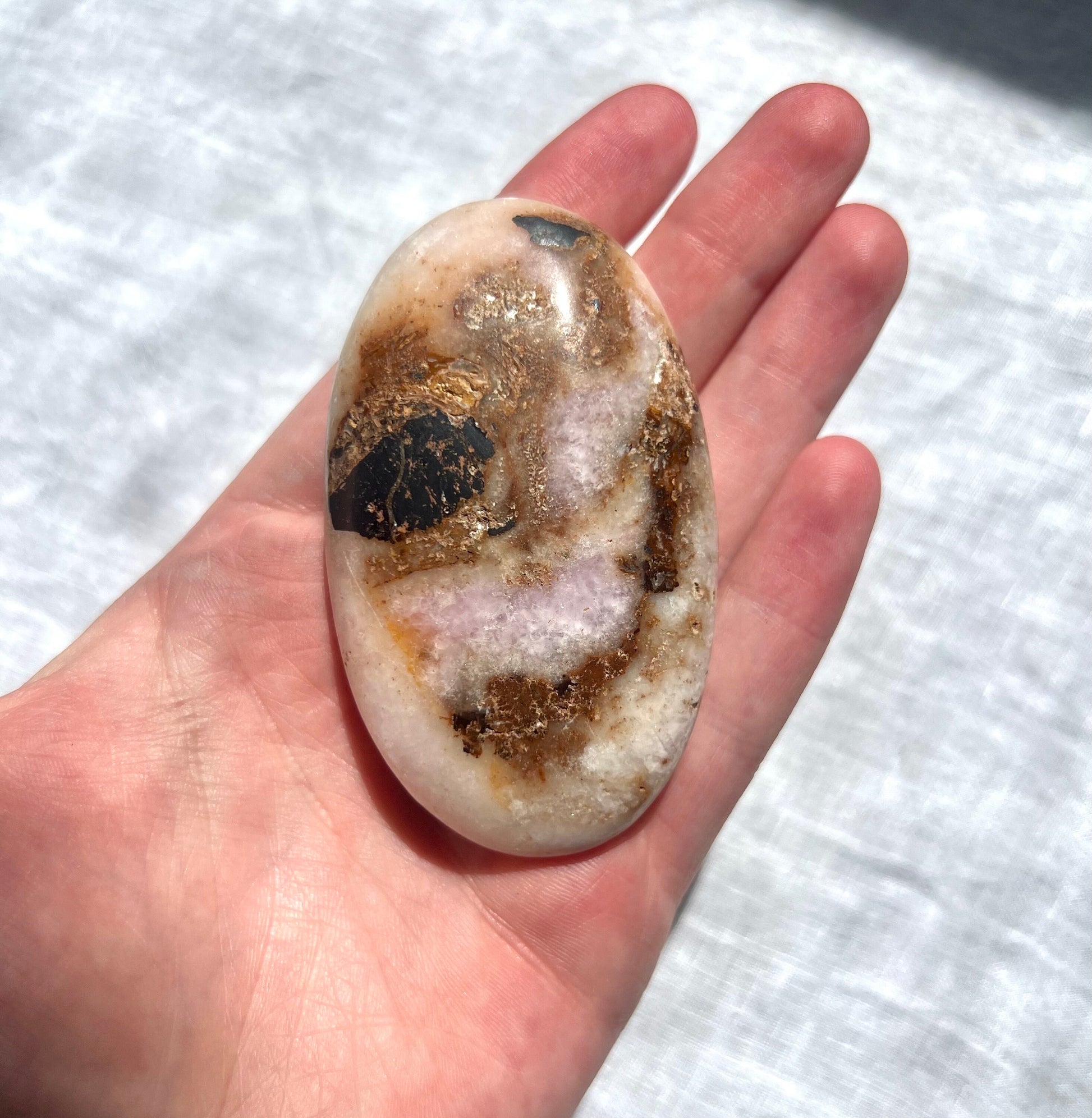 Beautiful Pink Aragonite Palm Stone From Pakistan