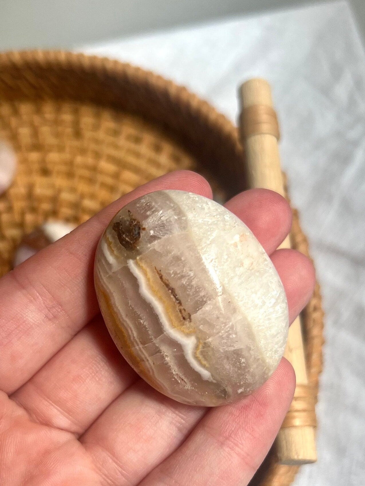 Beautiful Small Pink Aragonite Palm Stone From Pakistan