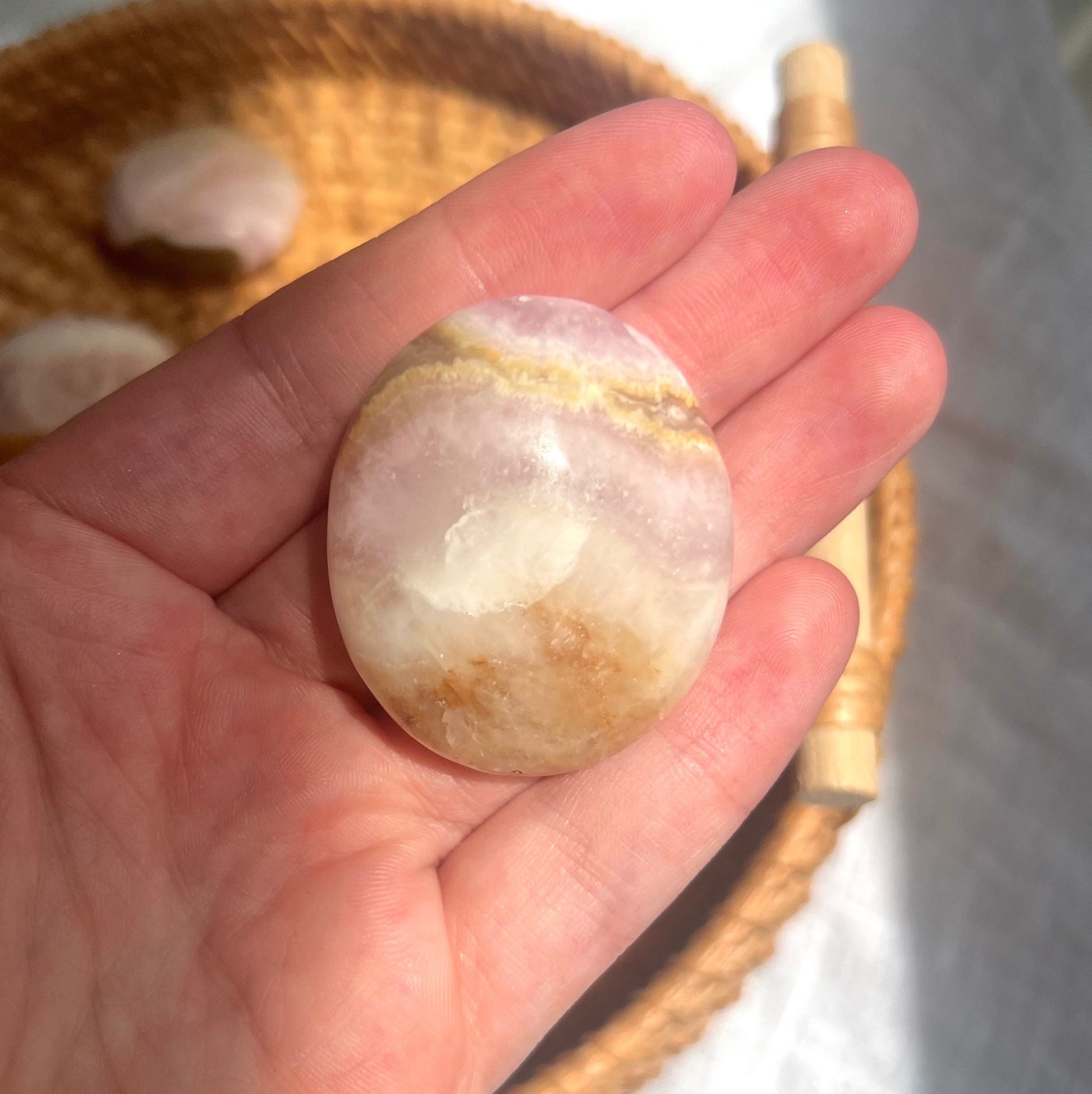 Beautiful Small Pink Aragonite Palm Stone From Pakistan