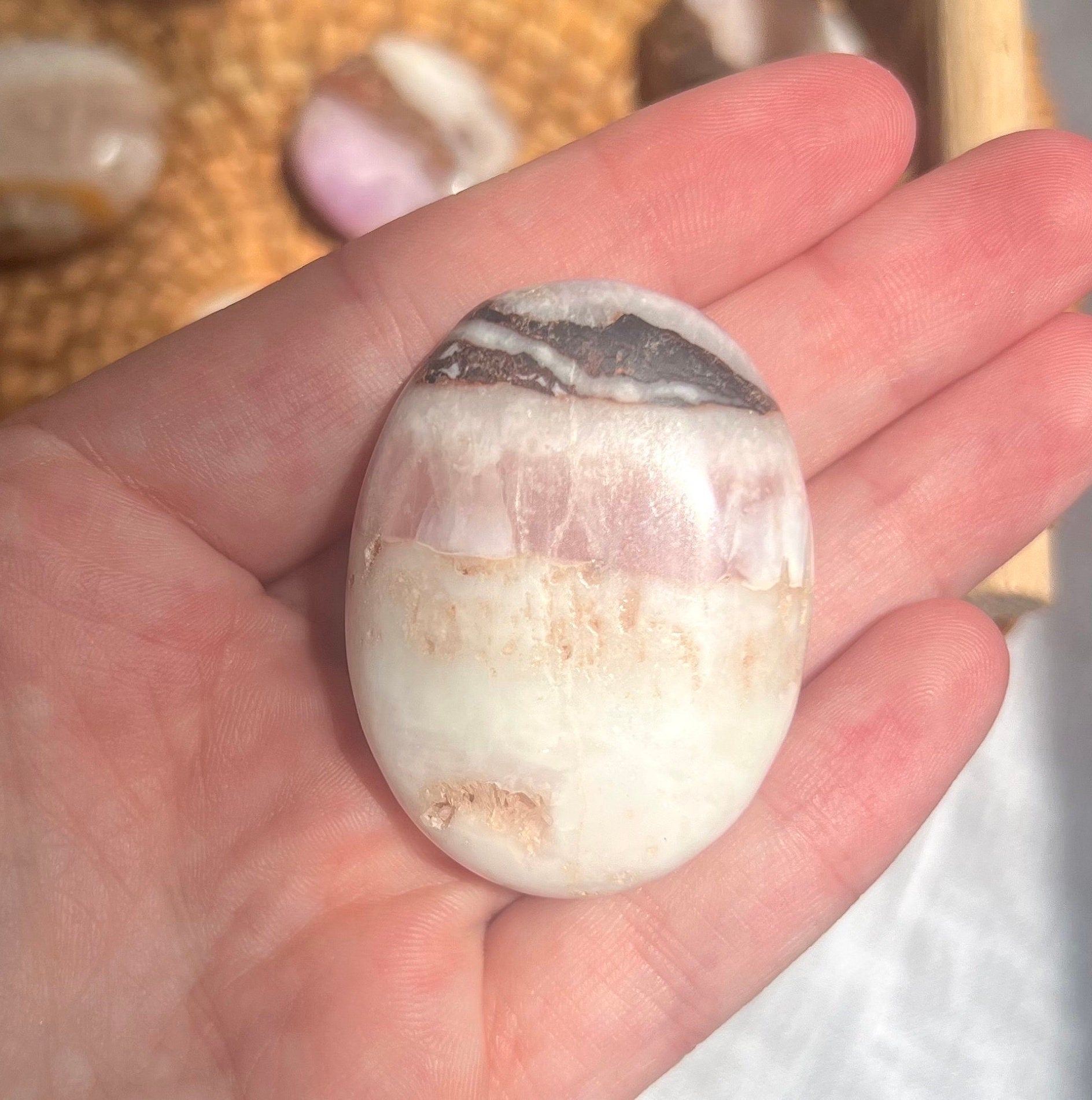 Beautiful Small Pink Aragonite Palm Stone From Pakistan