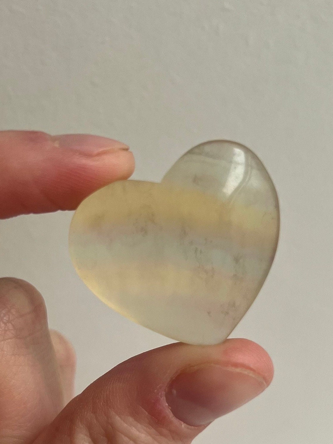 Clear Banded Candy Fluorite Heart Carving Small