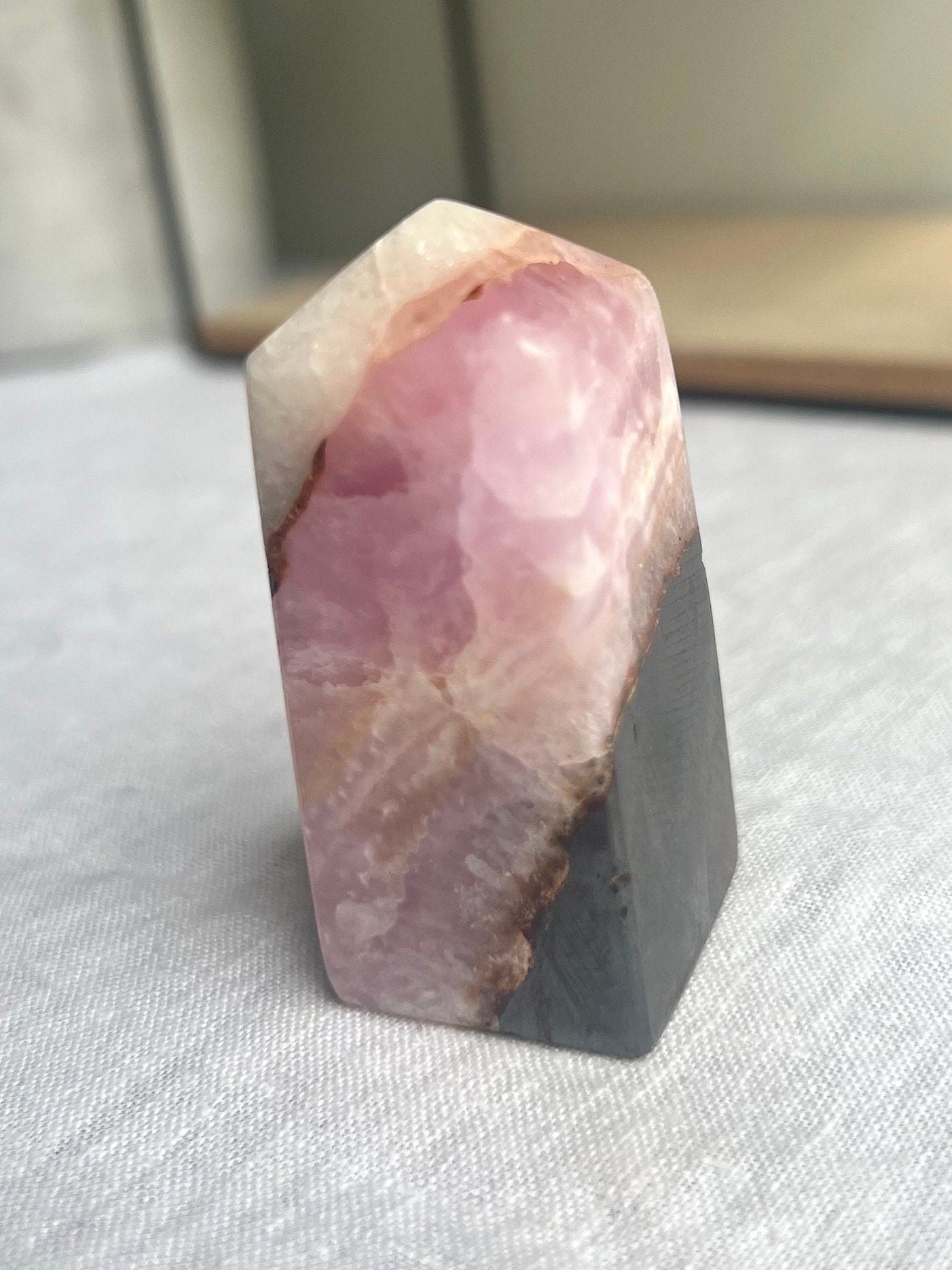 Gorgeous Pink Aragonite Tower | Banded Pink Aragonite Obelisk