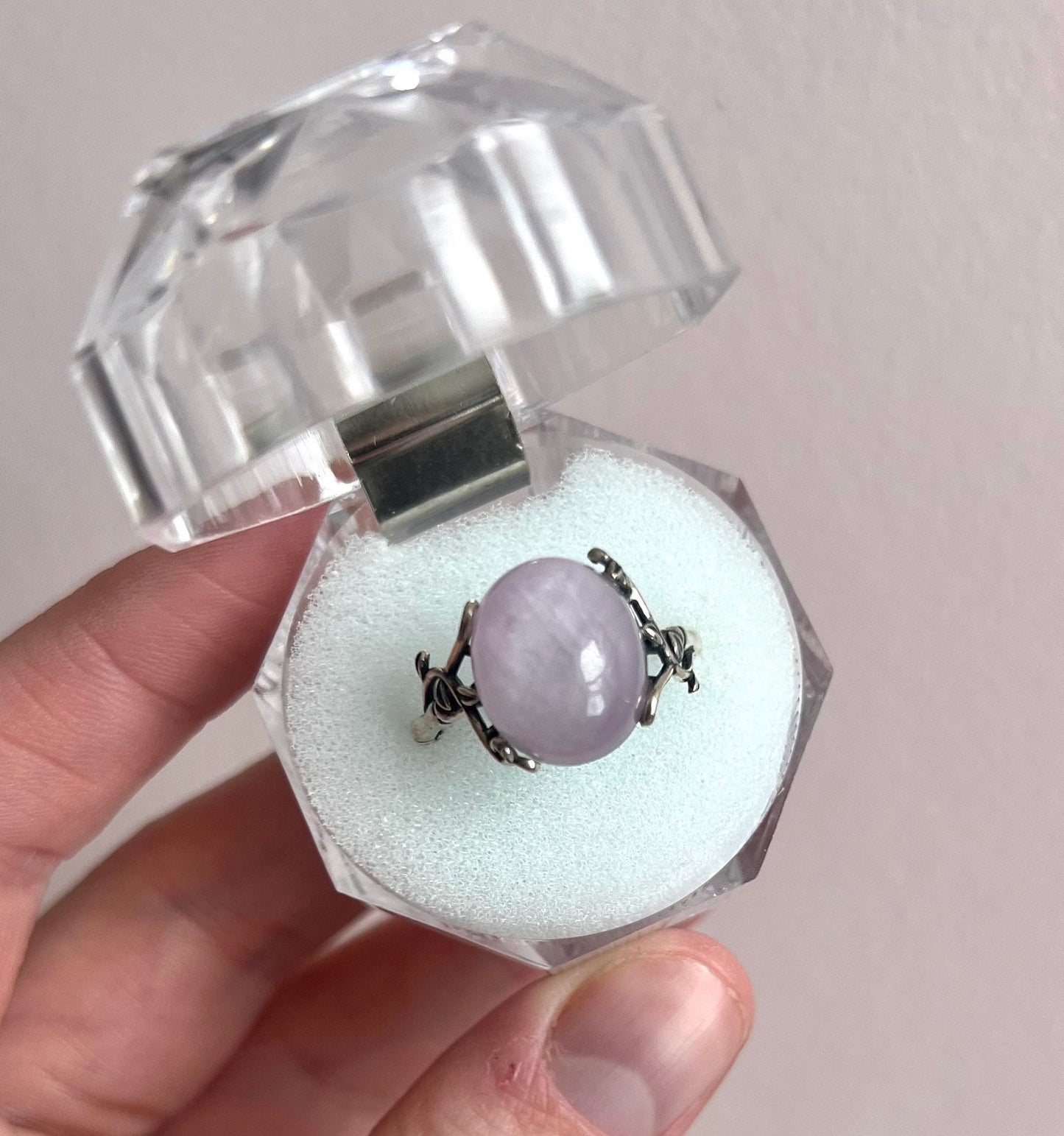 Kunzite Ring | 925 Sterling Silver Adjustable Band Gemstone Ring