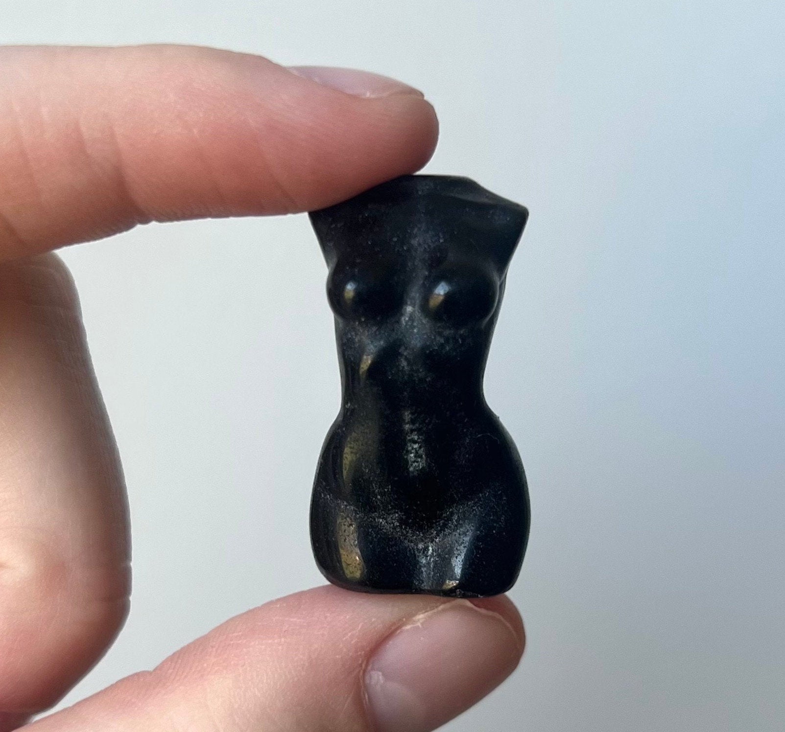 Mini Black Obsidian Female Torso Carving | Obsidian Lady Body Goddess