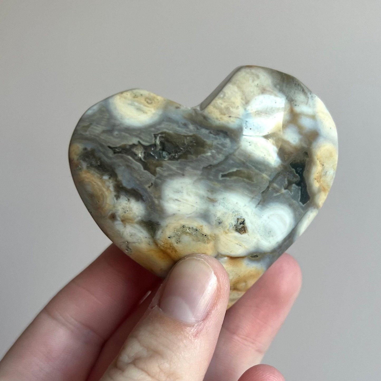 Ocean Jasper Heart Carving OJ Puffy Heart Carving
