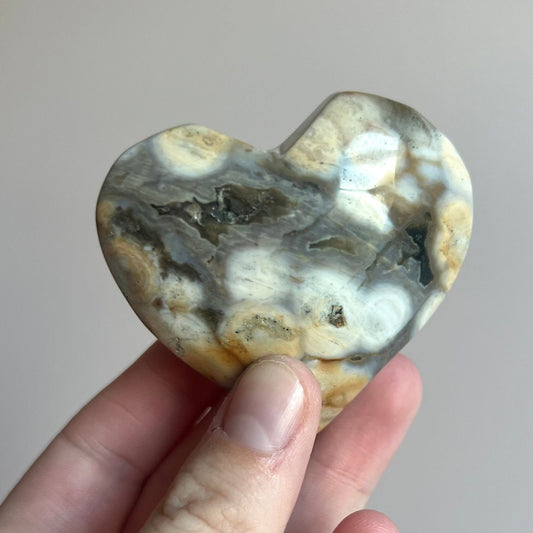 Ocean Jasper Heart Carving OJ Puffy Heart Carving