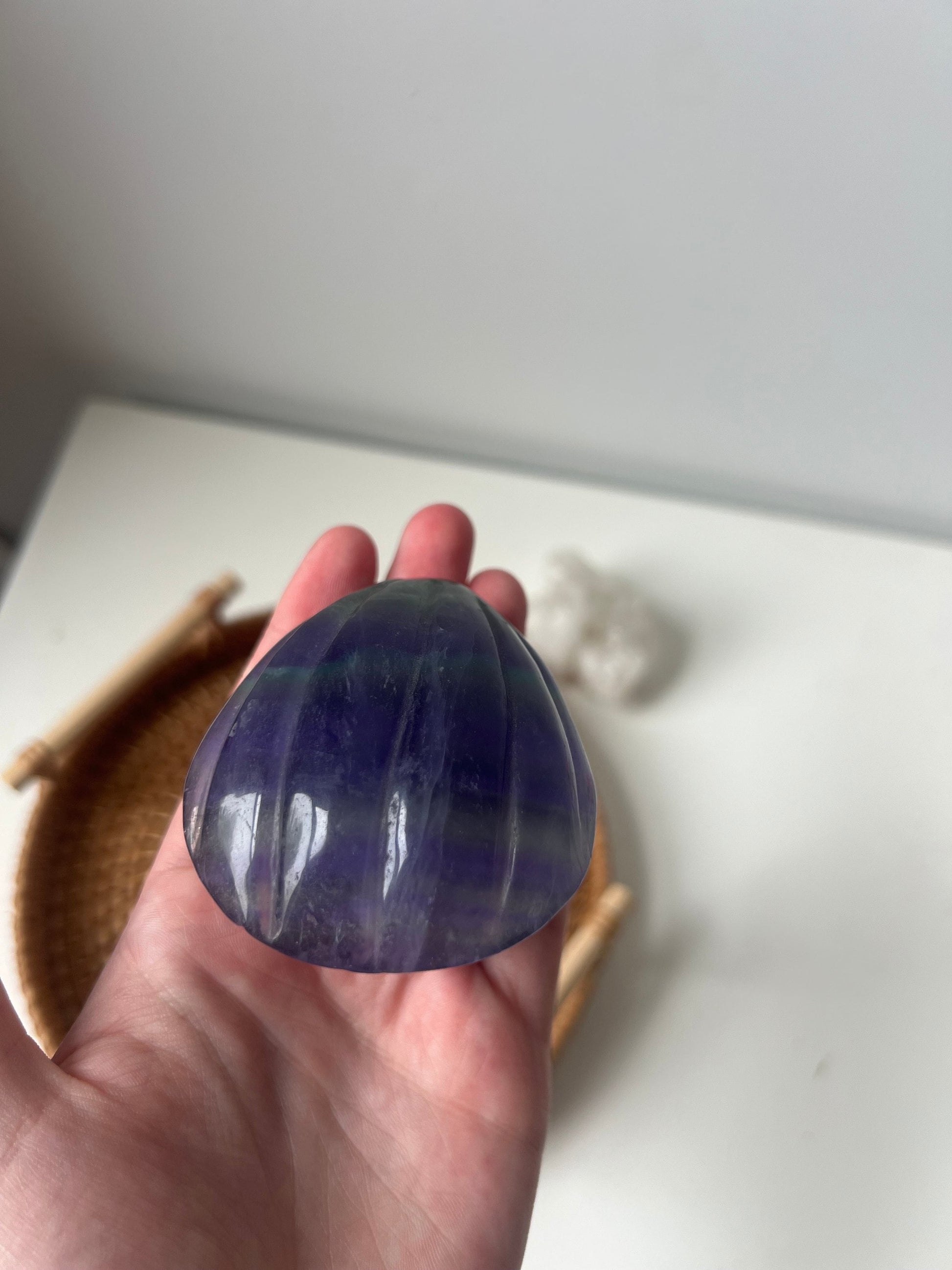 Fluorite Shell Dish Purple & Green Fluorite Seashell Bowl