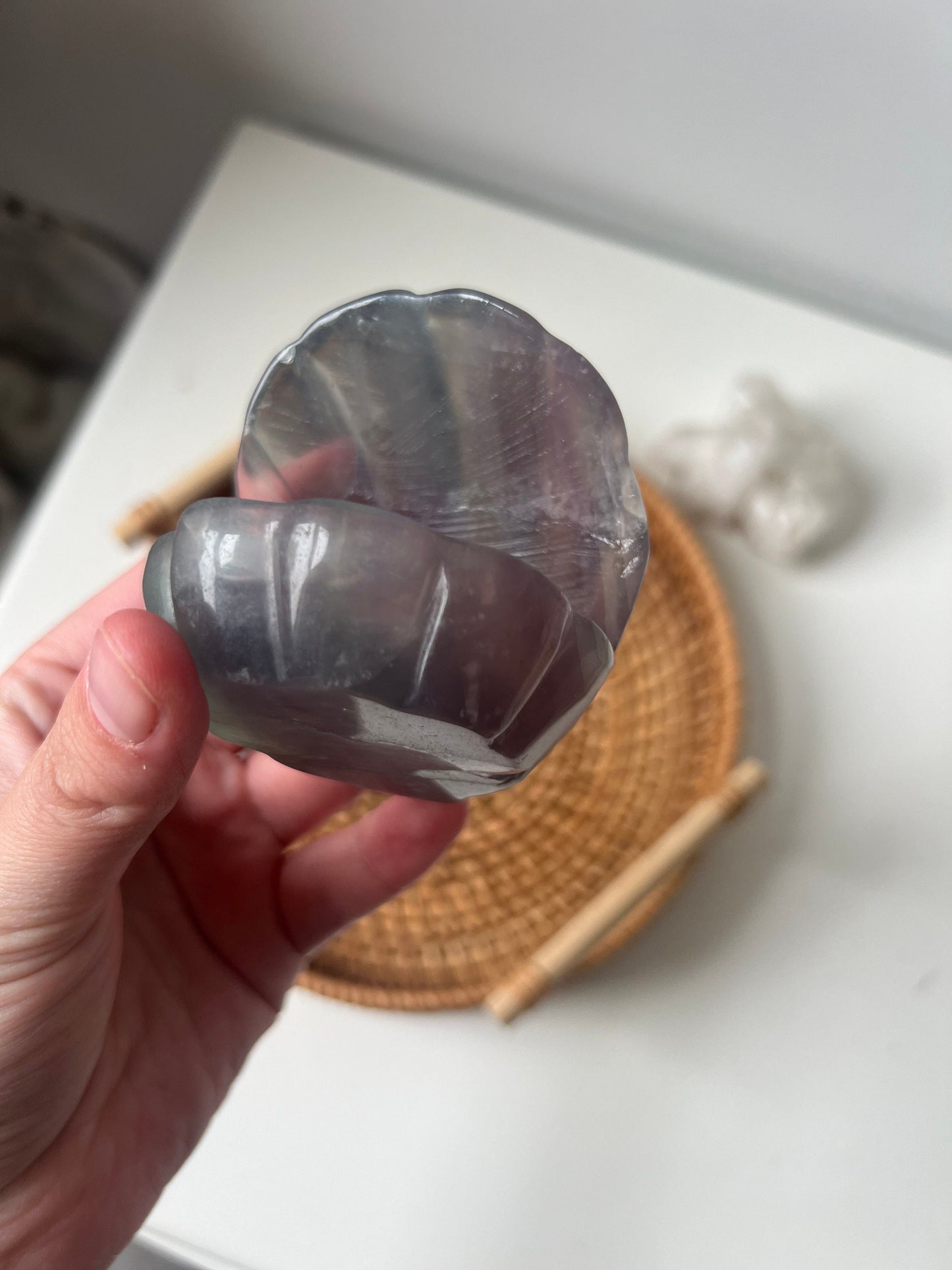 Fluorite Shell Dish Purple & Green Fluorite Seashell Bowl