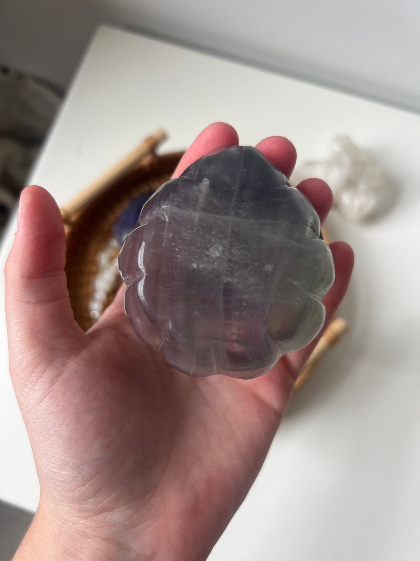 Fluorite Shell Dish Purple & Green Fluorite Seashell Bowl